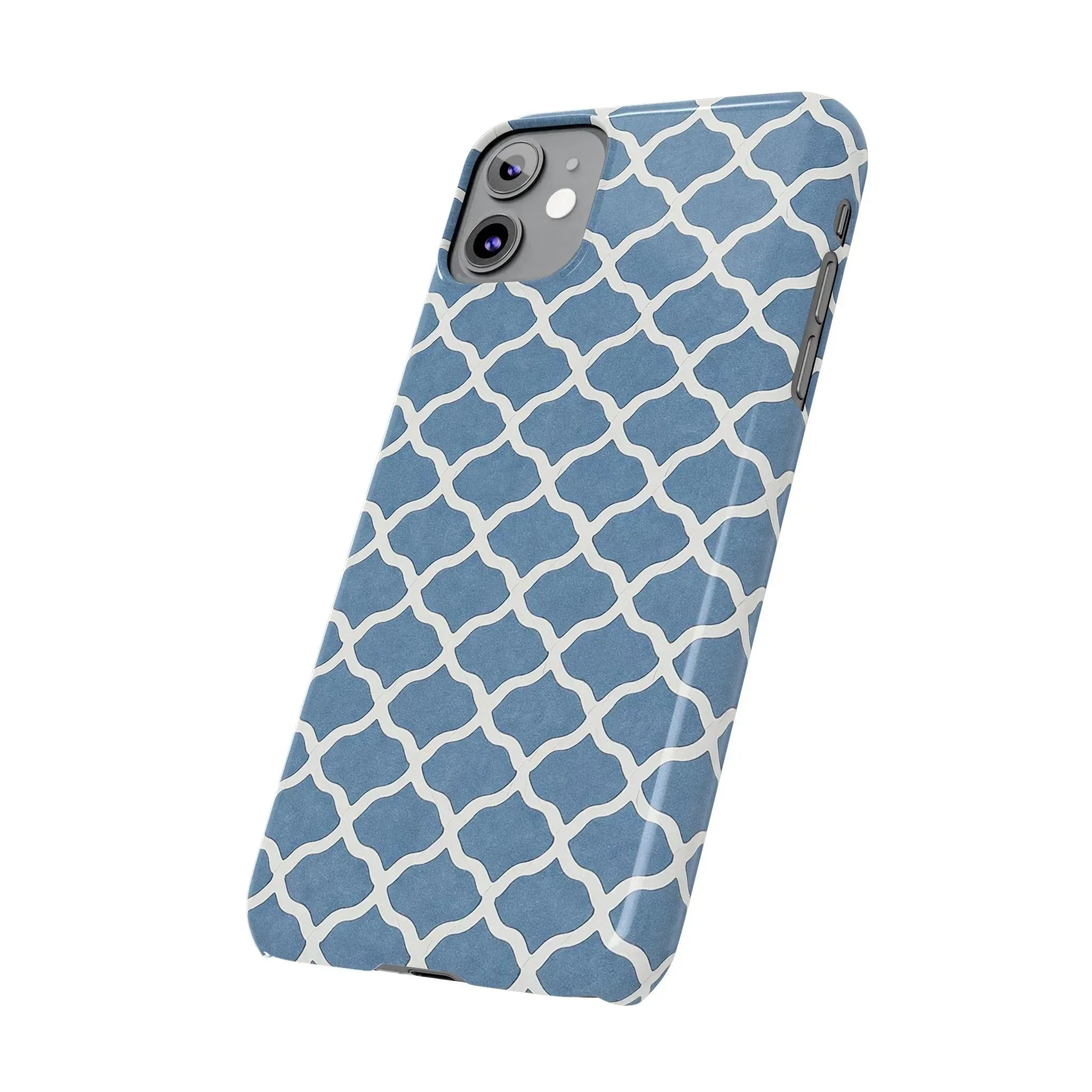 Azure Lattice Pattern Phone Case Slim Phone Cases for iPhone 11-17 - KARARMDESIGN