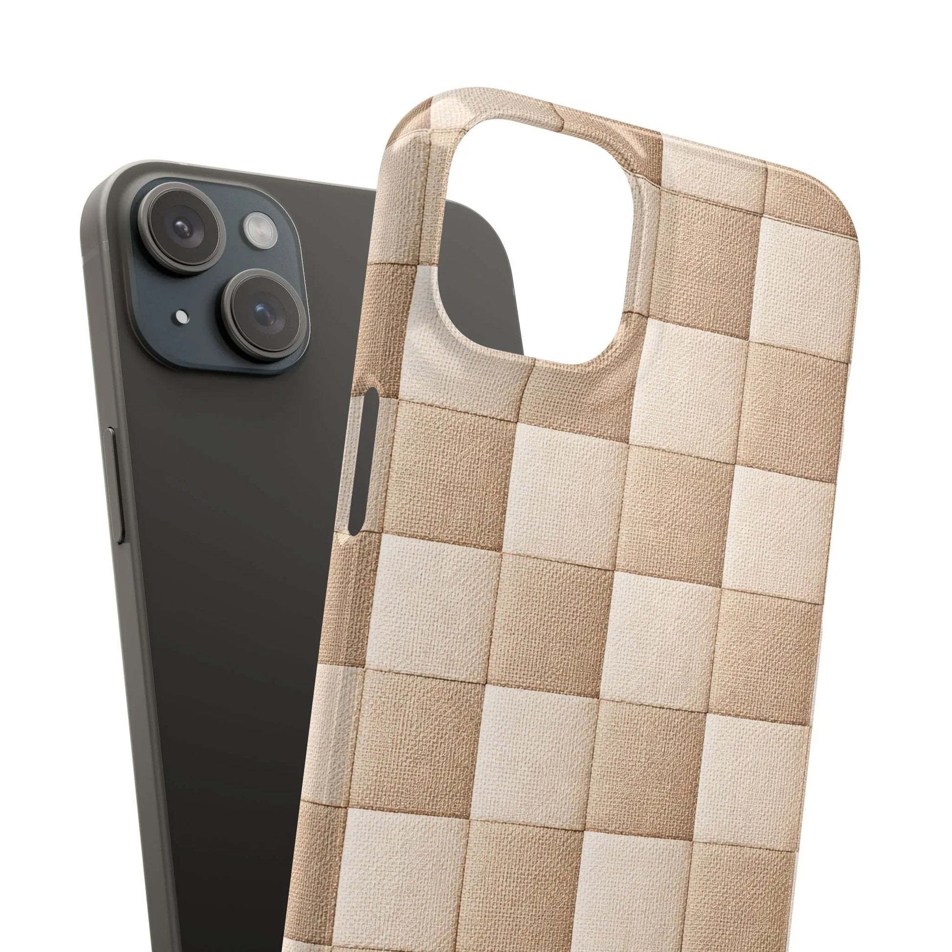Beige Woven Phone Case for iPhone 11-17 and Galaxy S20-S25 - KARARMDESIGN