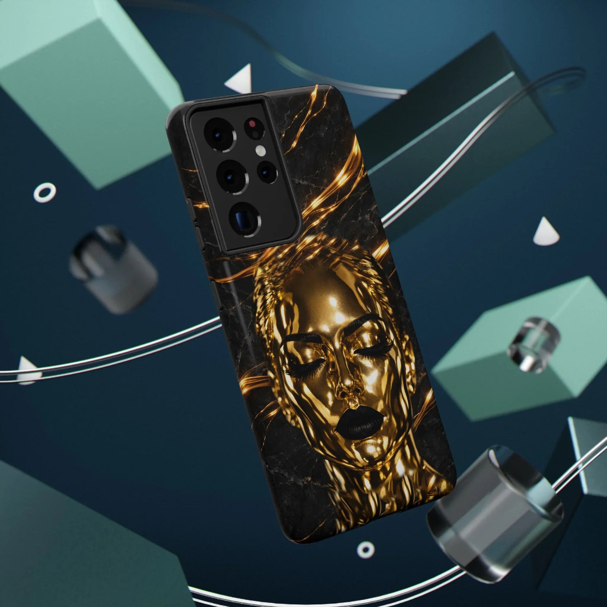 Luxury Gold Portrait Phone Case for iPhone 11-17 and Galaxy S21-S25 - KARARMDESIGN