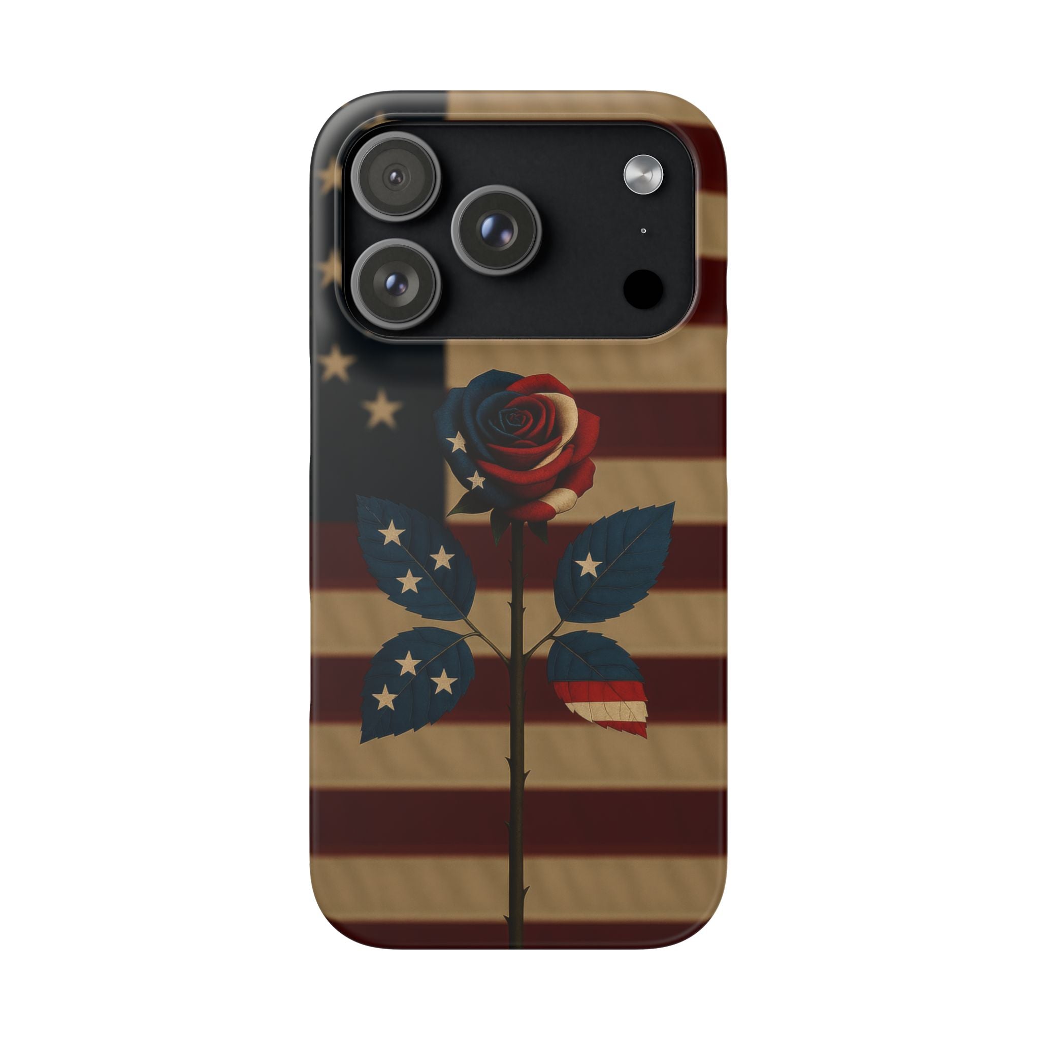 American Rose Flag Phone Case for iPhone 8-17 and Galaxy S20-S26