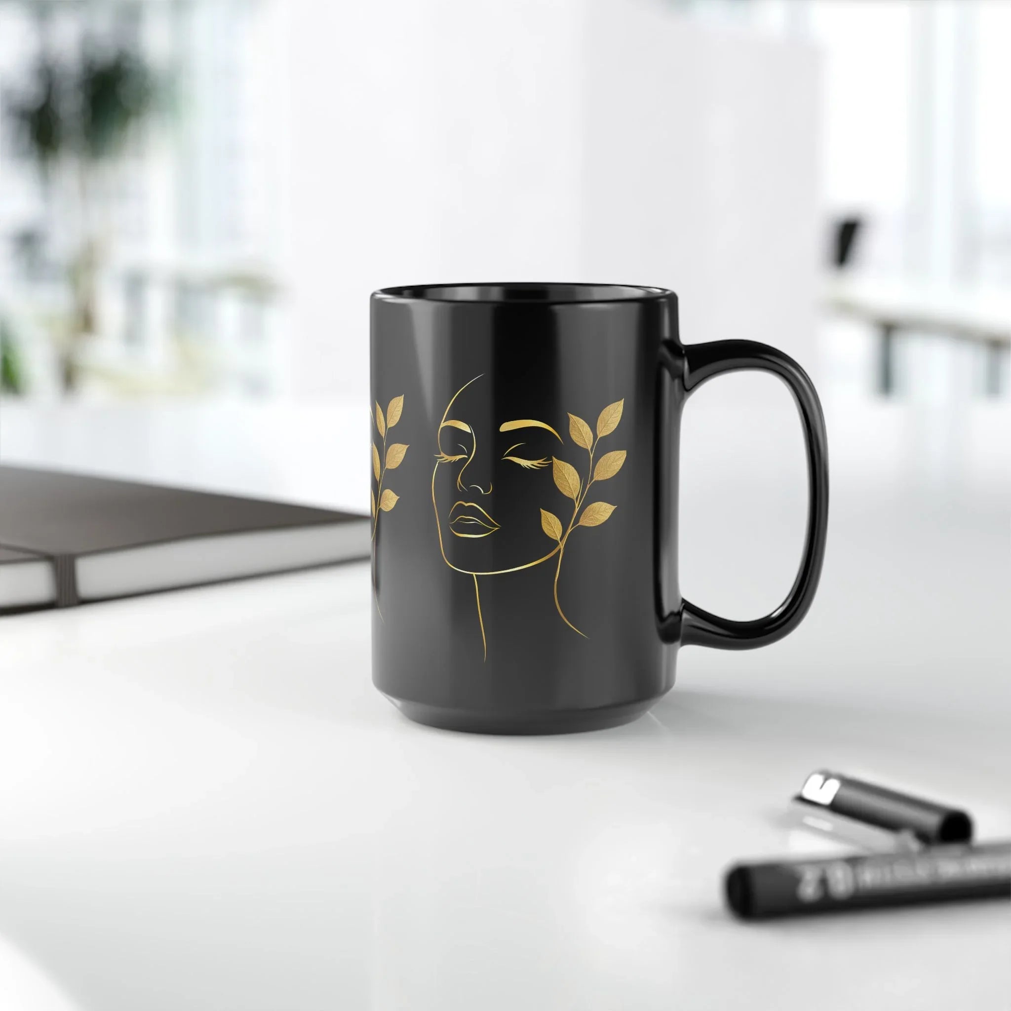 Golden Muse Mug - Black Mug (11oz, 15oz) - KARARMDESIGN