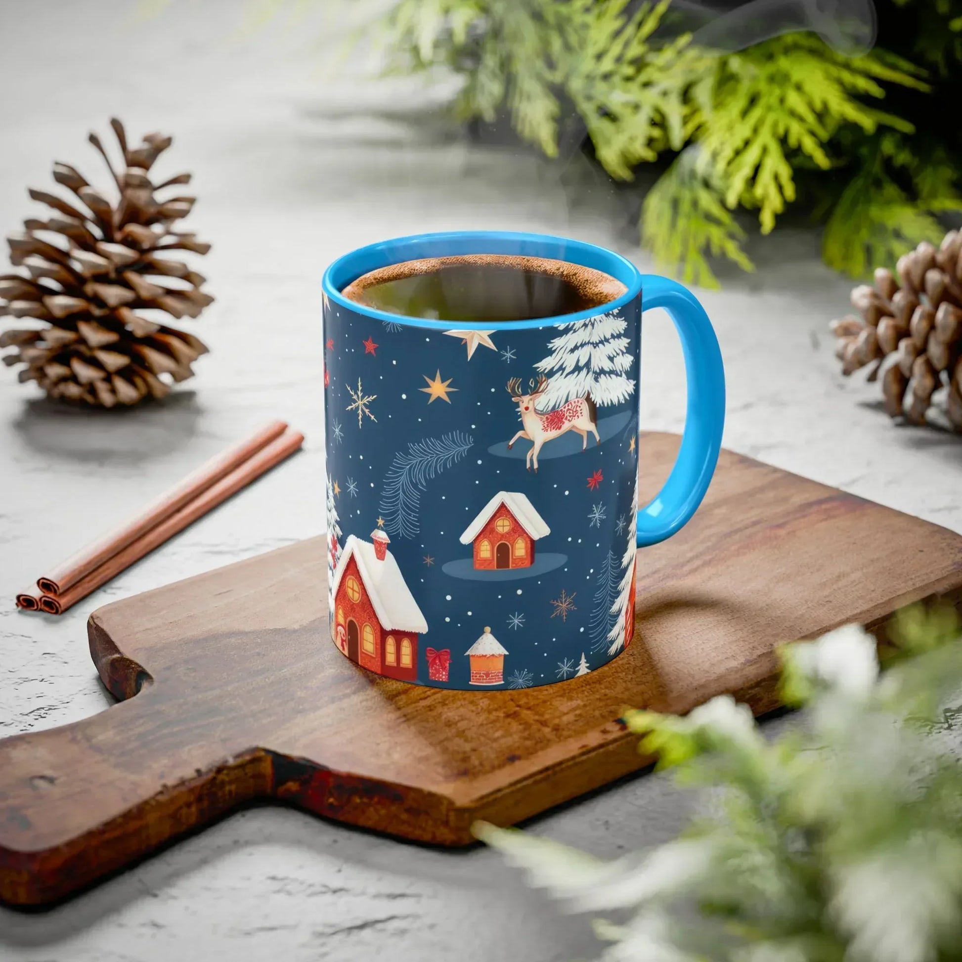 Dark Blue Christmas Mug - Colorful Mugs (11oz, 15oz) - KARARMDESIGN