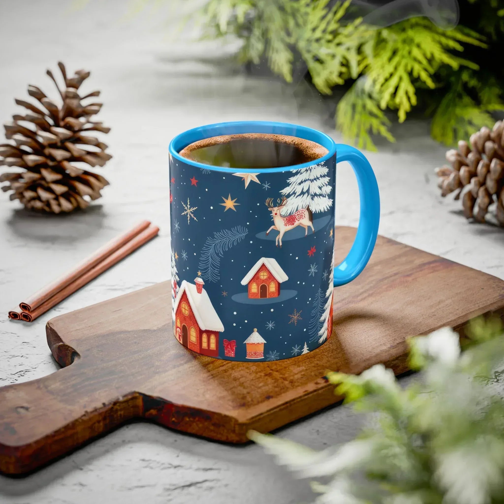 Dark Blue Christmas Mug - Colorful Mugs (11oz, 15oz) - KARARMDESIGN