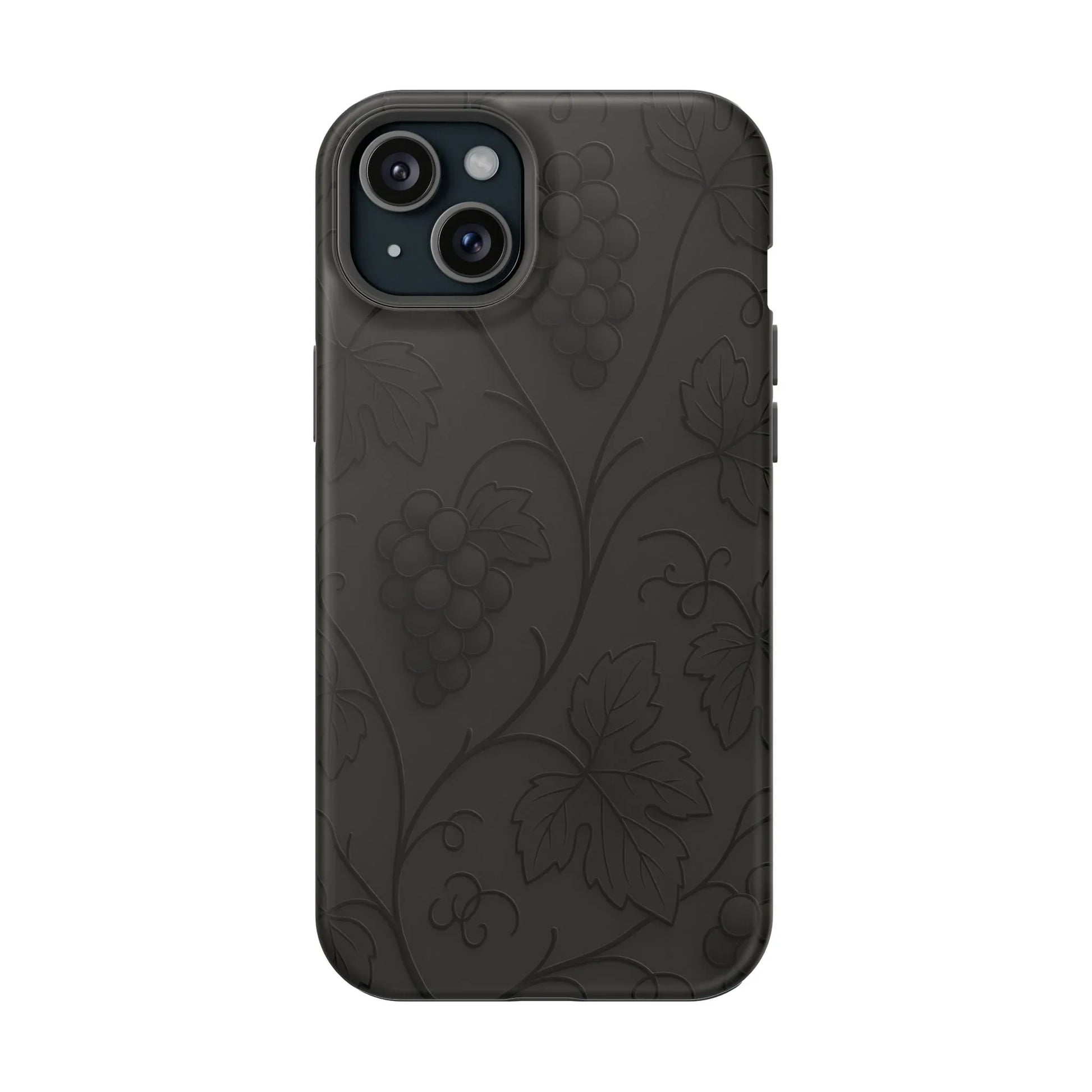 Elegant Embossed Grape Leaf Black Phone Case for iPhone and Galaxy - KARARMDESIGN