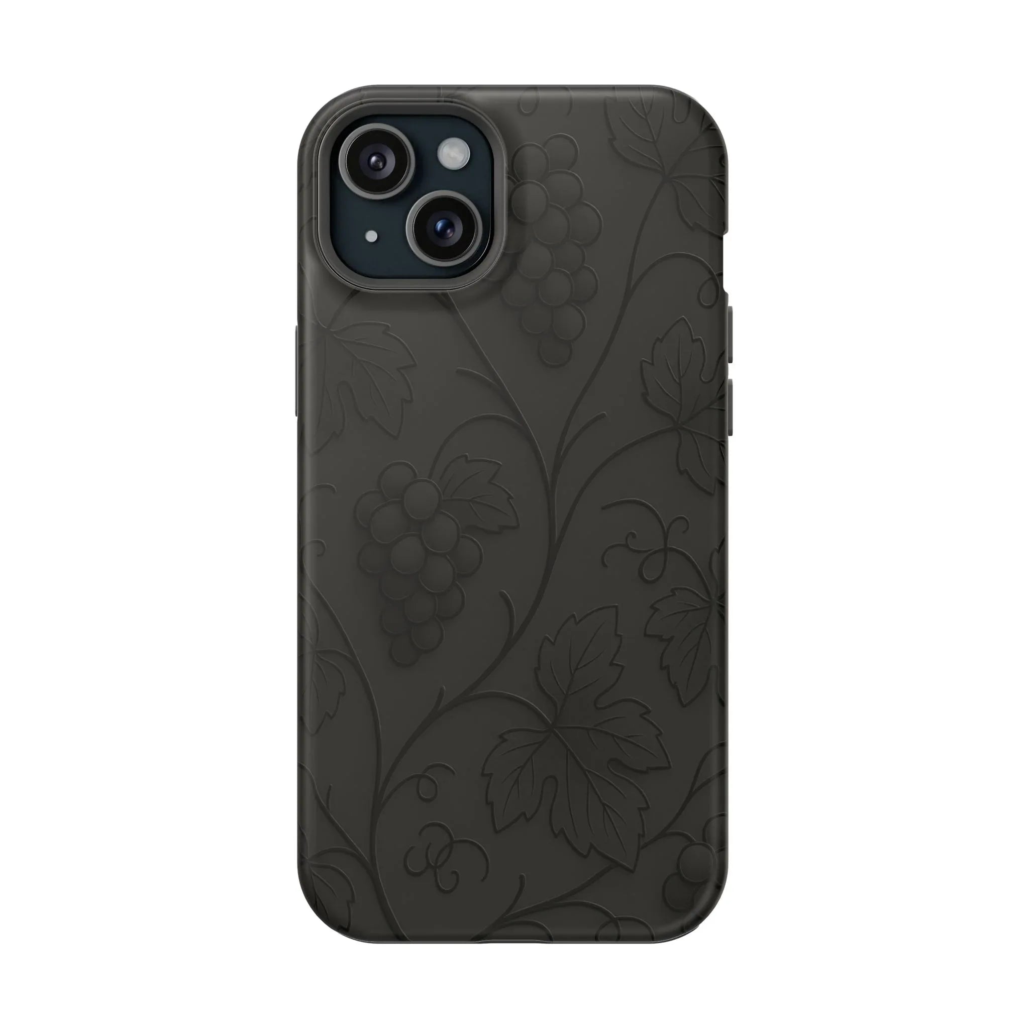 Elegant Embossed Grape Leaf Black Phone Case for iPhone and Galaxy - KARARMDESIGN