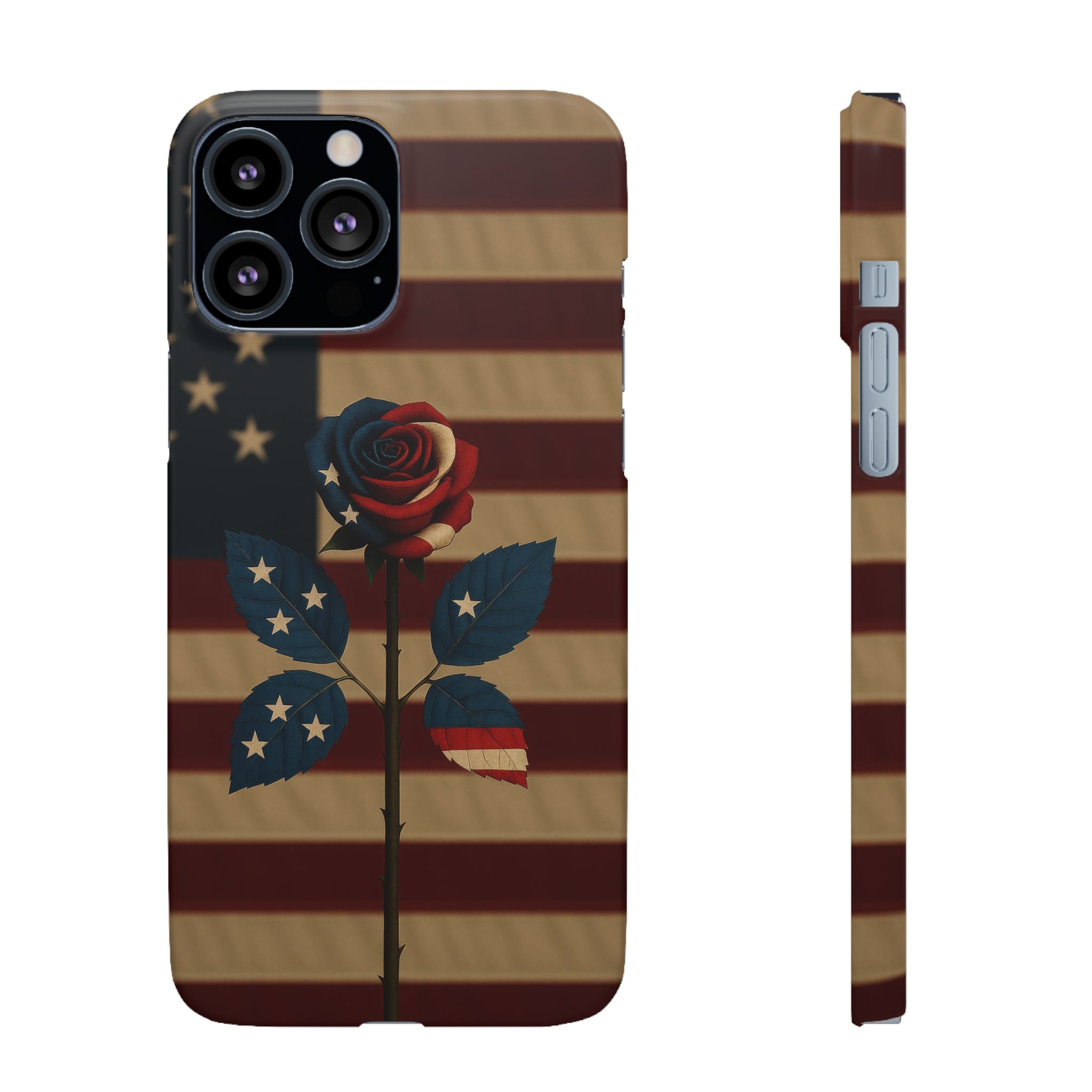 American Rose Flag Phone Case for iPhone 8-17 and Galaxy S20-S26