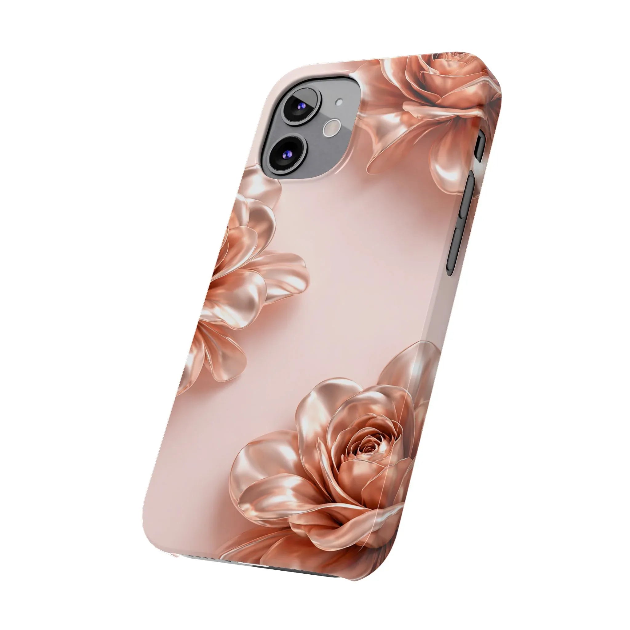 Blush Metallic Flower Case for iPhone 11-17 - KARARMDESIGN