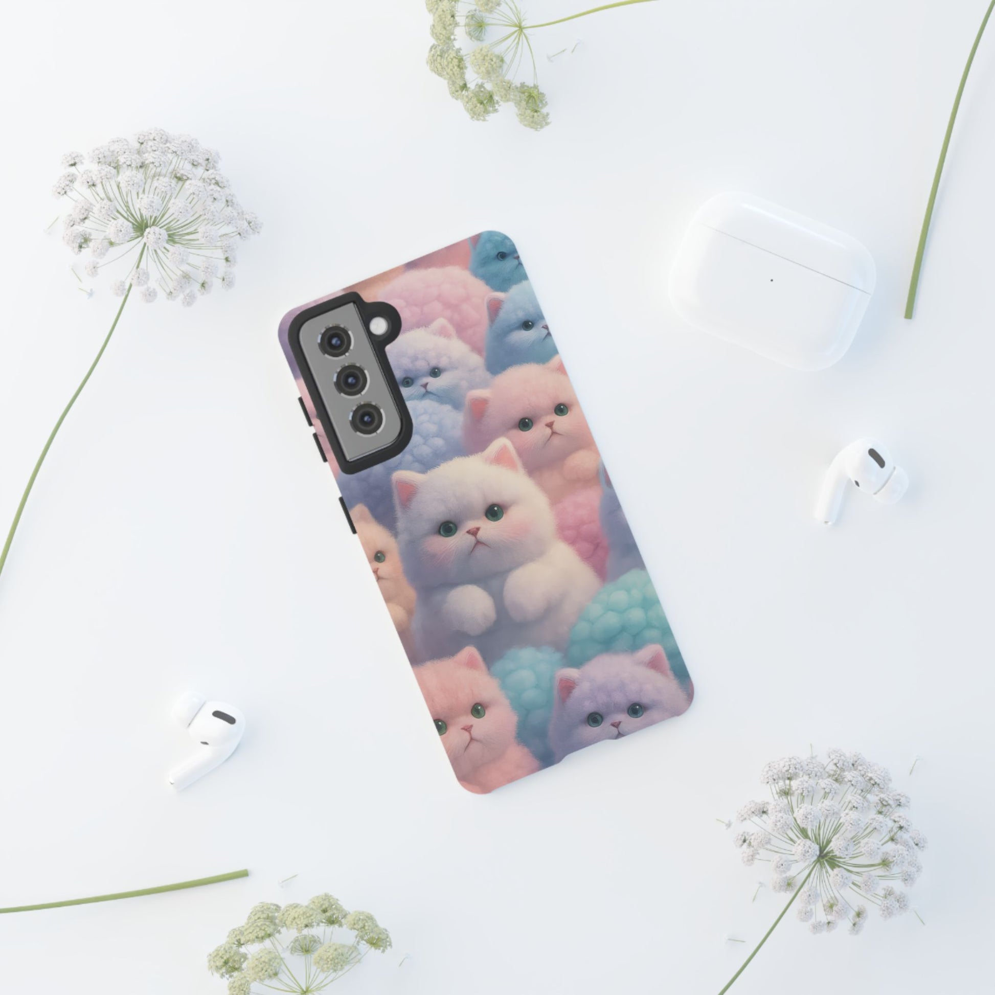 Pastel Kitten Phone Case for iPhone 8-17 and Samsung Galaxy S10-S25 Models - KARARMDESIGN
