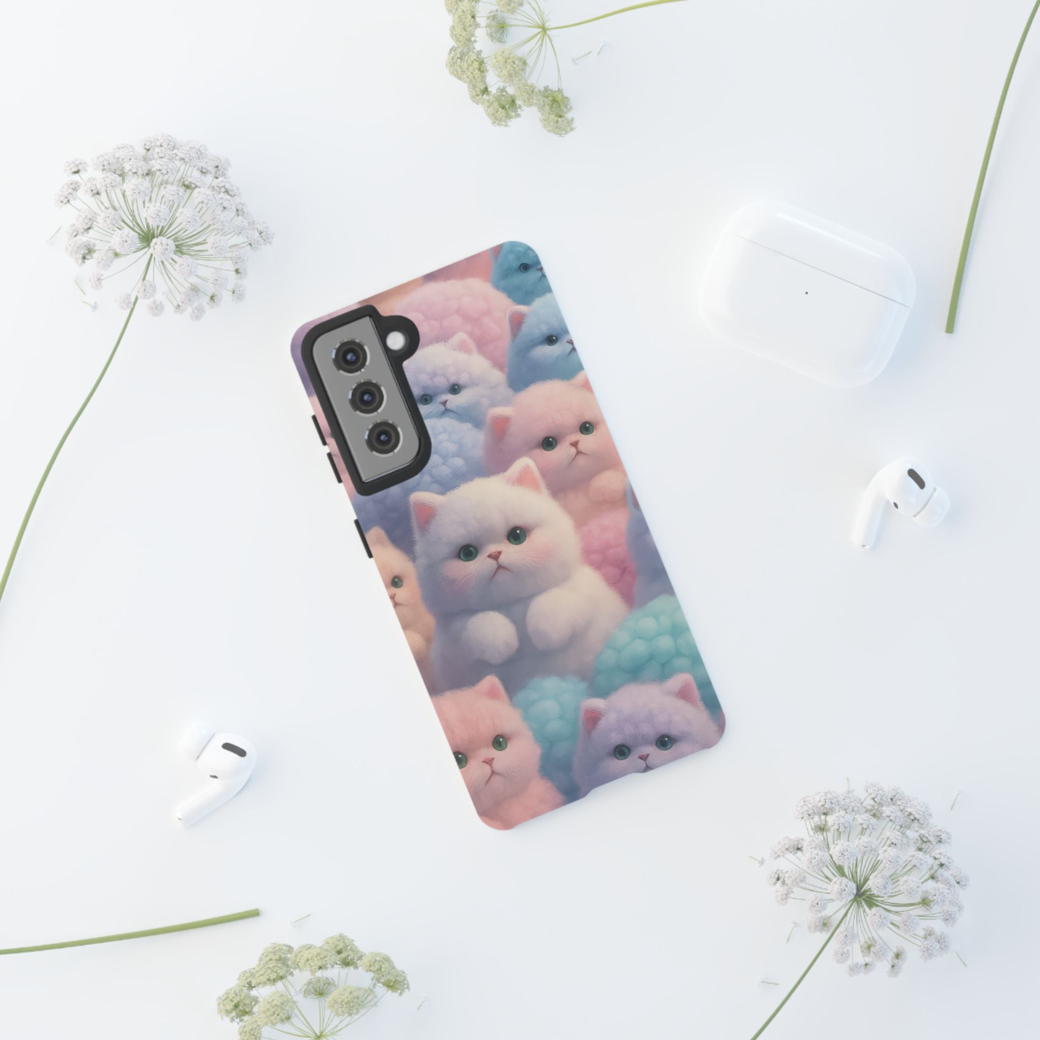 Pastel Kitten Phone Case for iPhone 8-17 and Samsung Galaxy S10-S25 Models - KARARMDESIGN