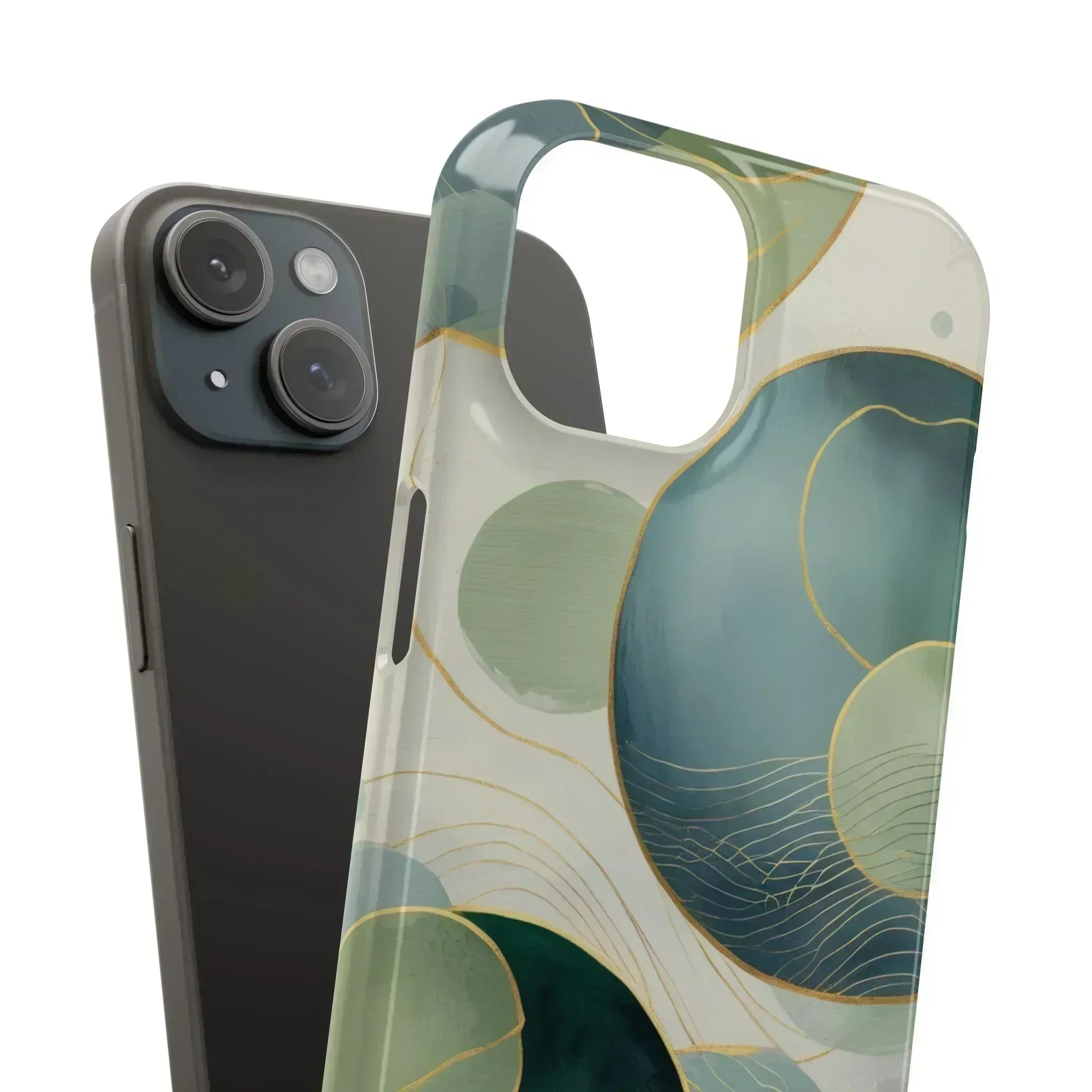 Abstract Teal Slim Phone Case for iPhone 12-16 - KARARMDESIGN