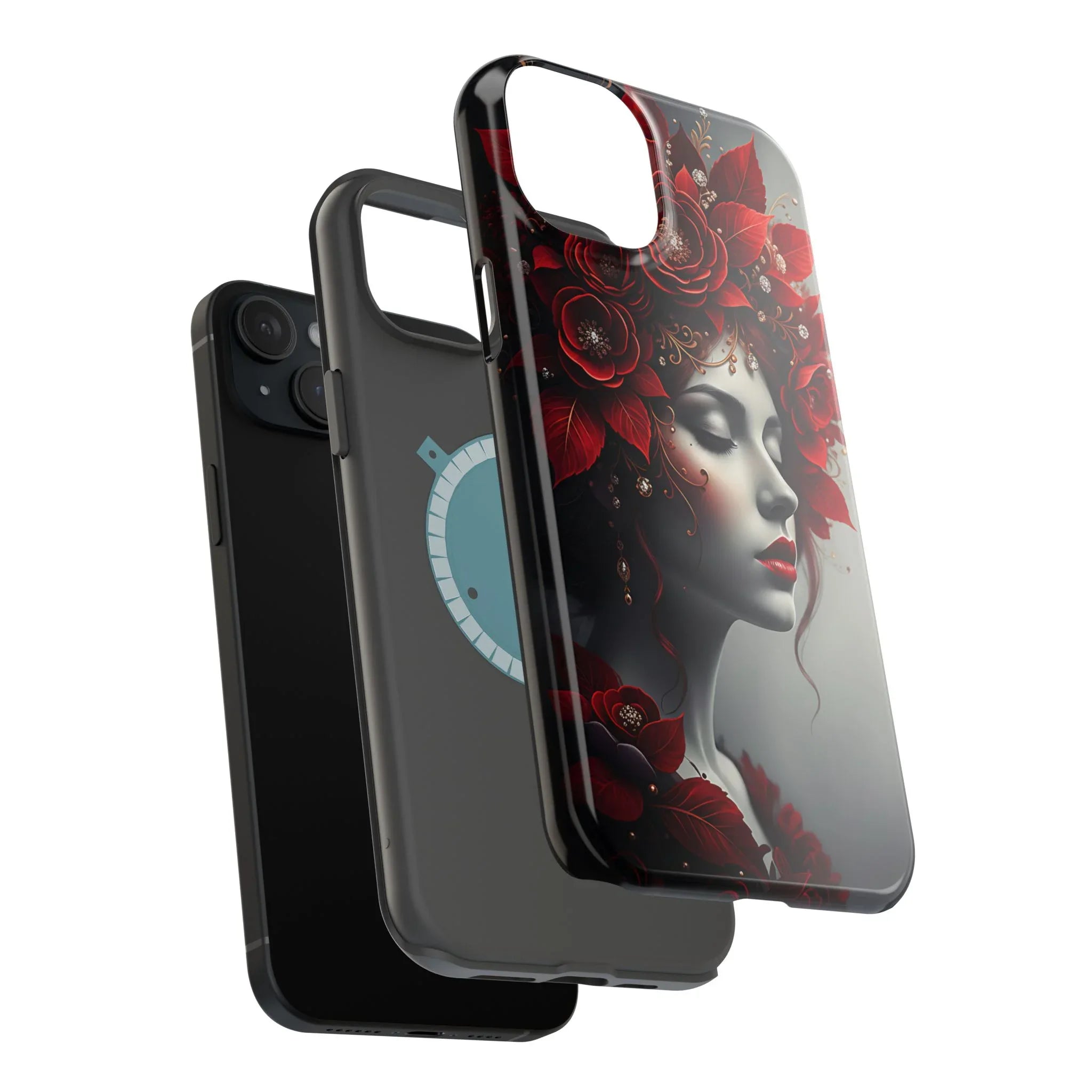 Scarlet Bloom Portrait Phone Case for iPhone 13-17 - KARARMDESIGN