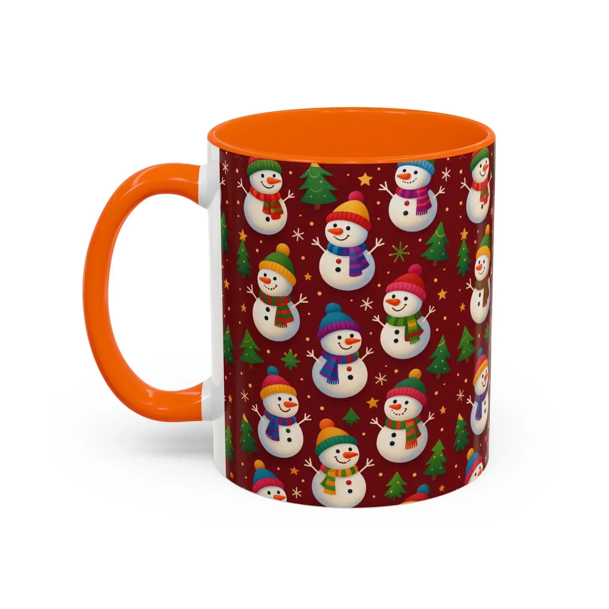 Festive Snowman Parade Accent Coffee Mug (11oz) - KARARMDESIGN