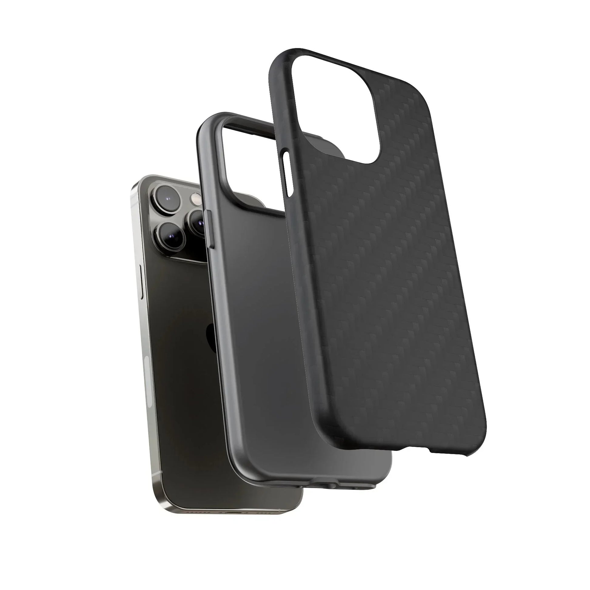 Black Carbon Phone Case Tough Case for iPhone 8-16 and Google Pixel up to 9 Models - KarArmDesign