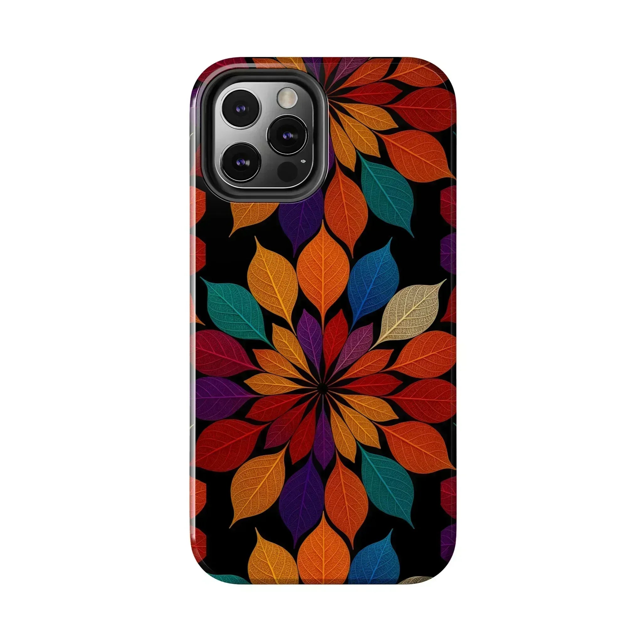 Leaf Mandala Phone Case for iPhone 11-16 and Galaxy S21-S24 - KARARMDESIGN