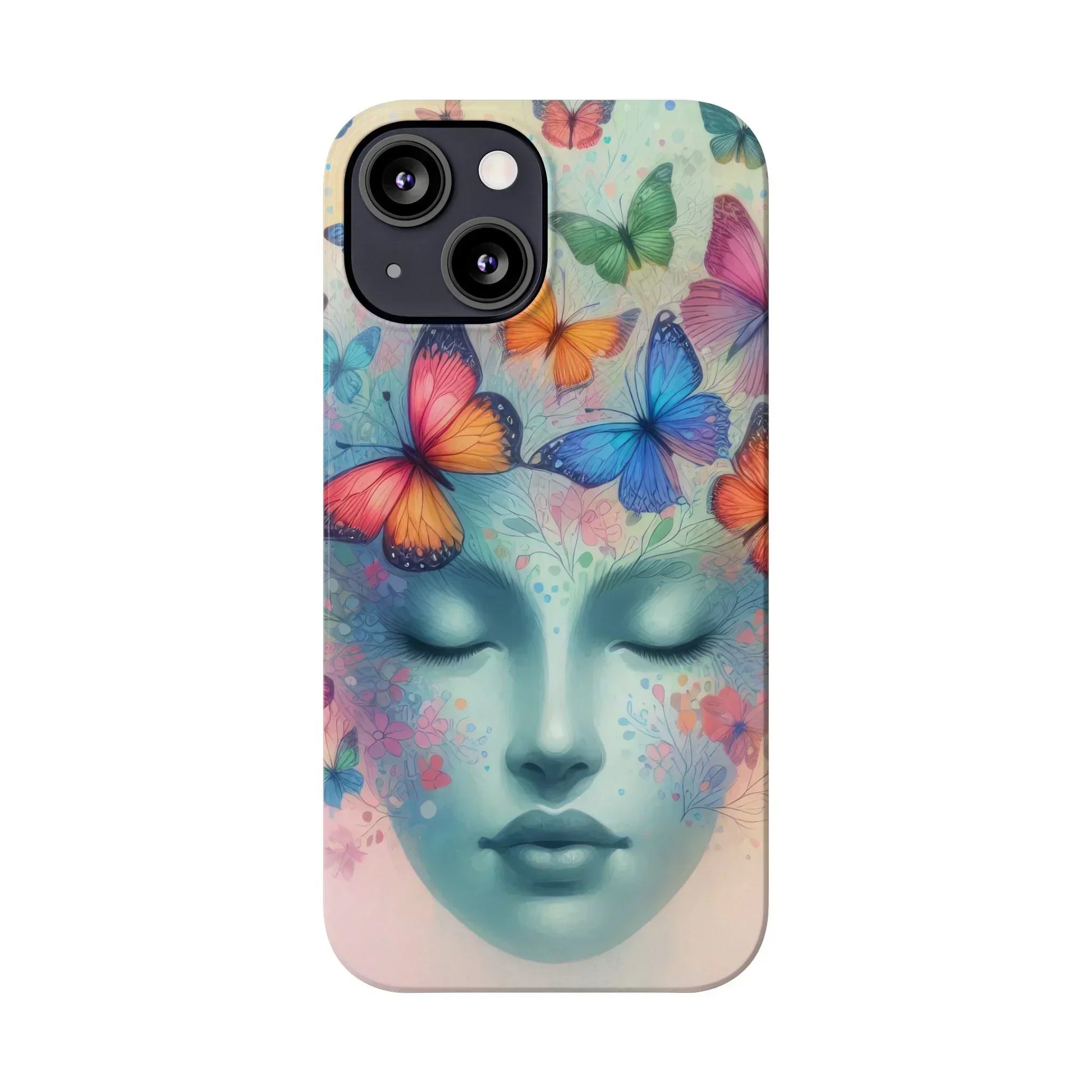 Butterfly Bloom Dreamy Woman with Closed Eyes Tough Phone Case for iPhone - KarArmDesign