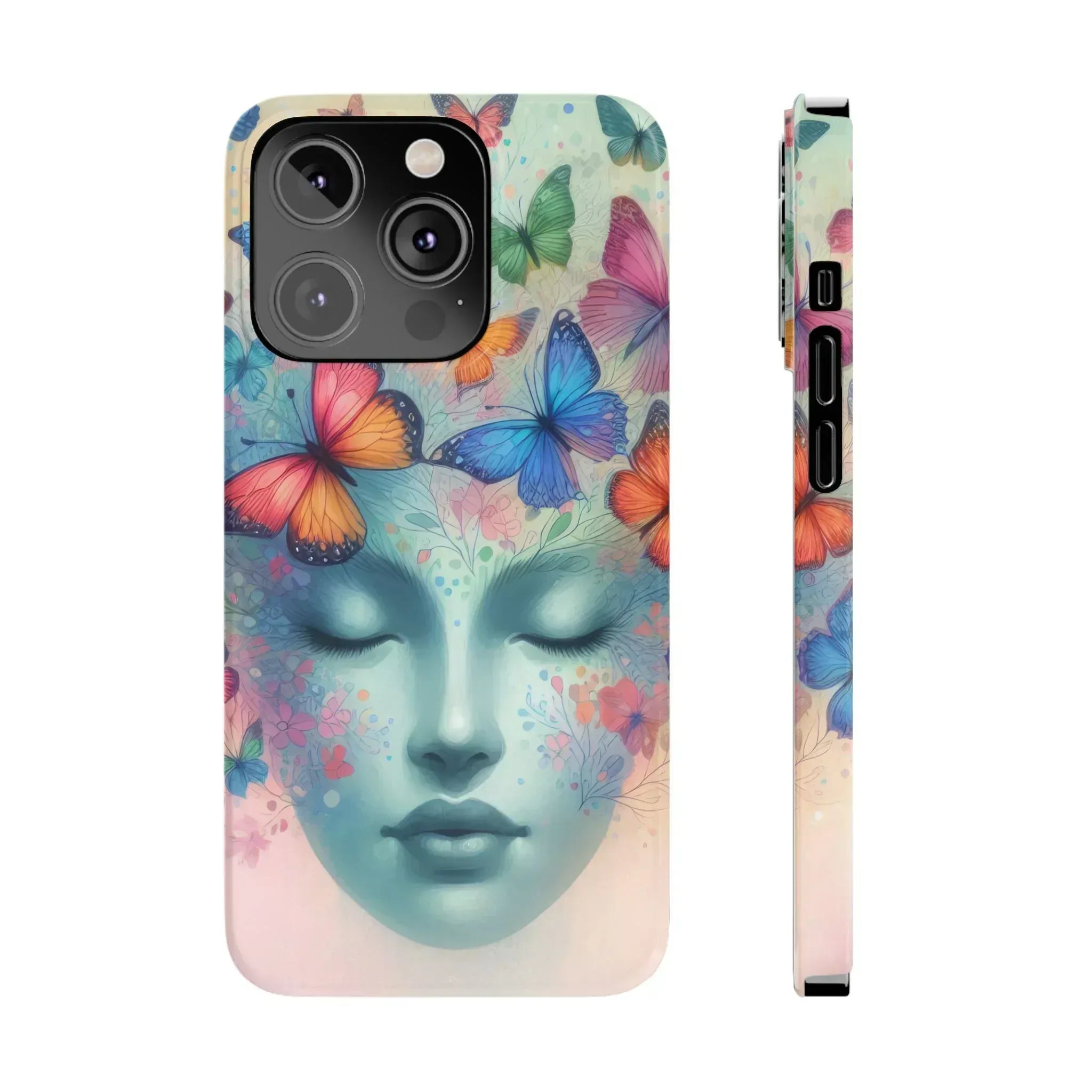 Butterfly Bloom Dreamy Woman Phone Case for iPhone - KARARMDESIGN