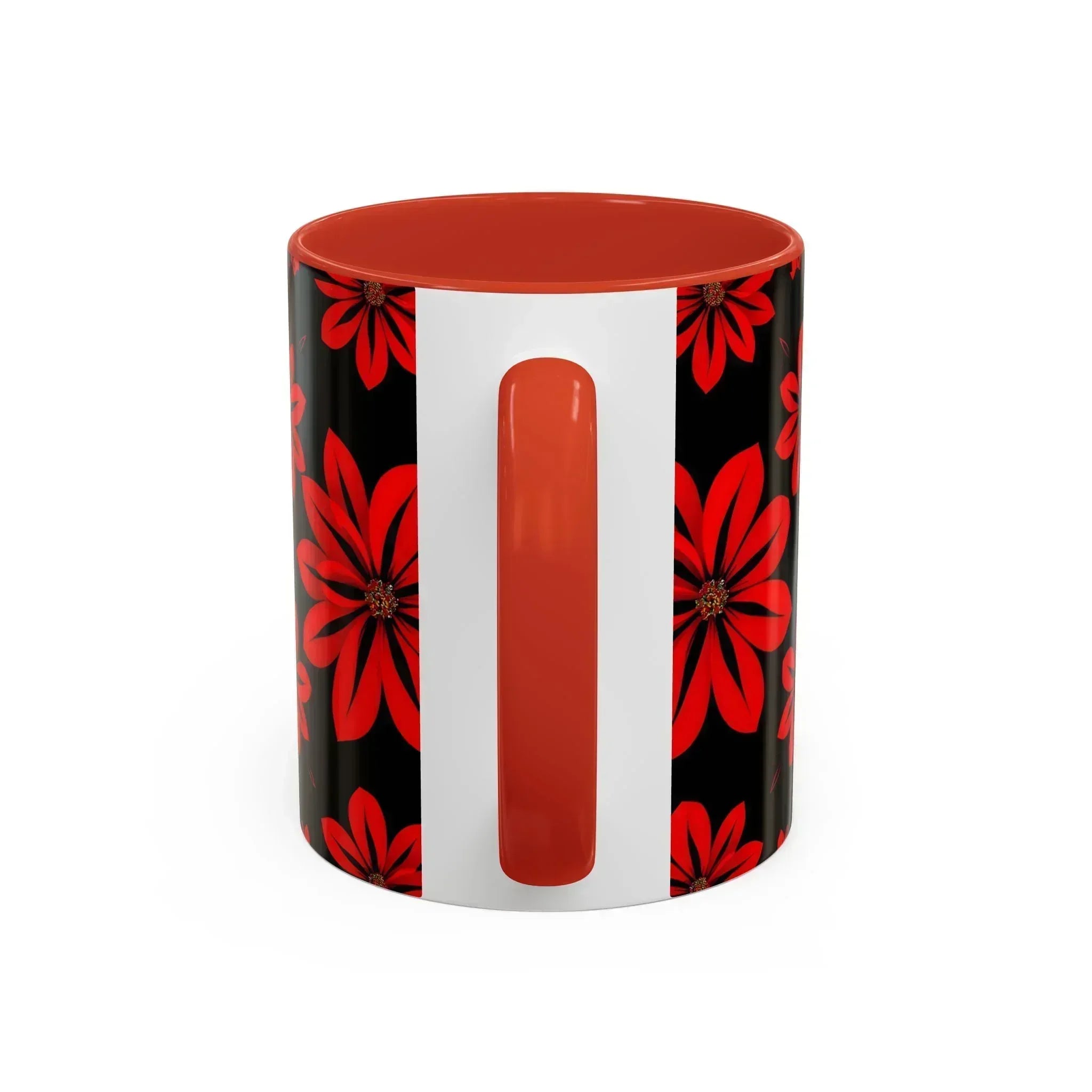 Accent Red Floral Coffee Mug – 11oz & 15oz - KARARMDESIGN