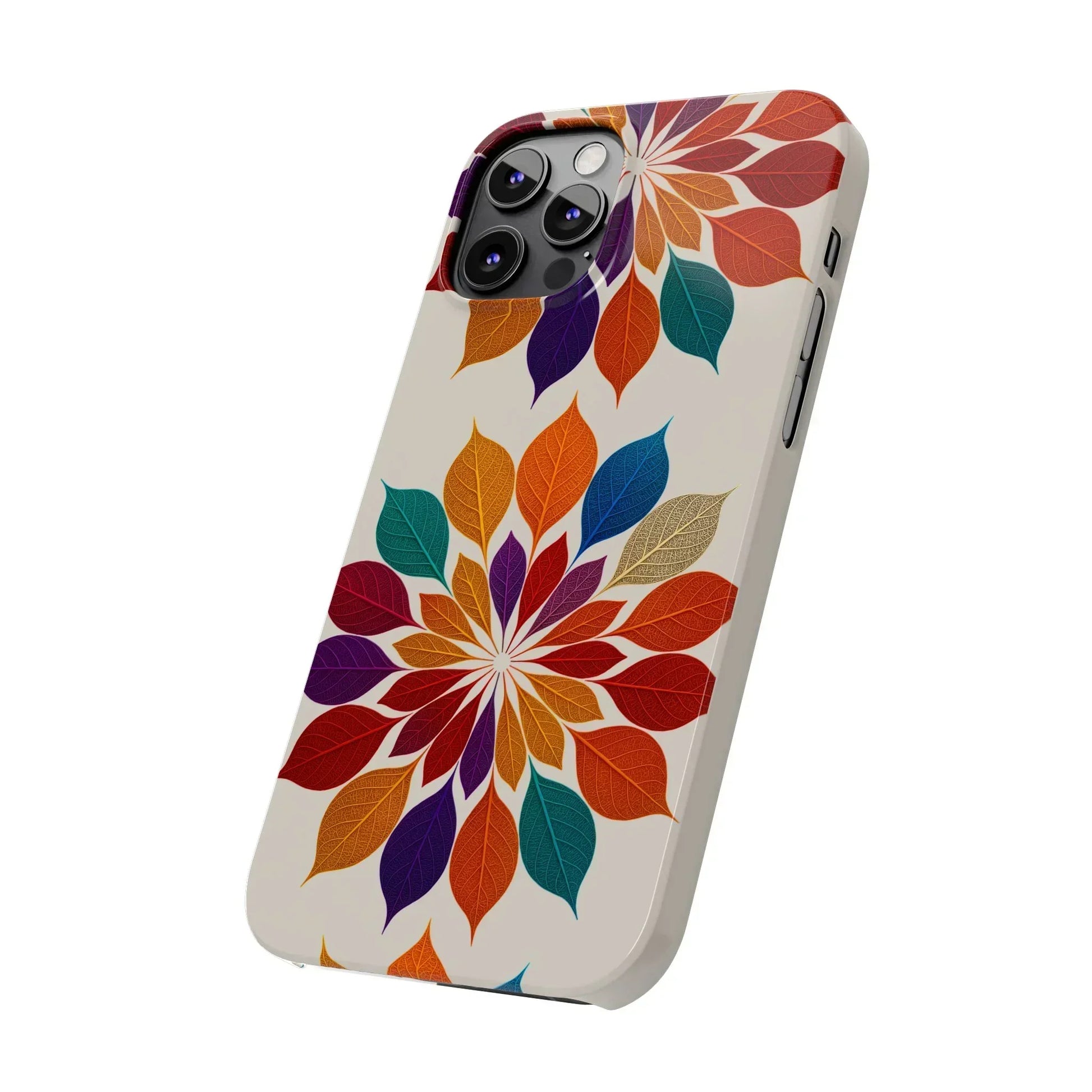 Leaf Mandala Botanical Burst Design Slim Phone Case for iPhone 7-16 Models - KarArmDesign