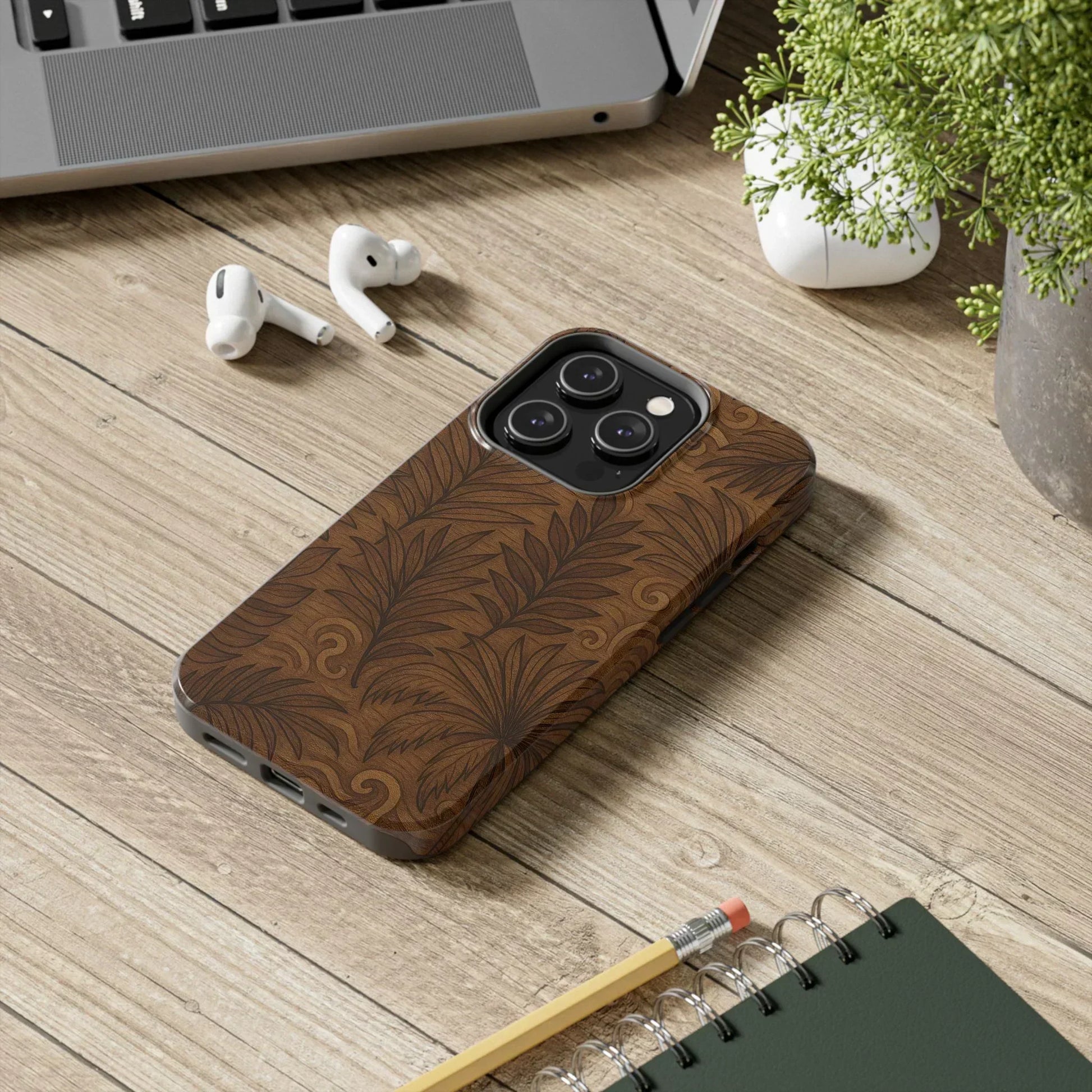 Wood Leaf Armor Phone Case for iPhone and Samsung Galaxy - KarArmDesign