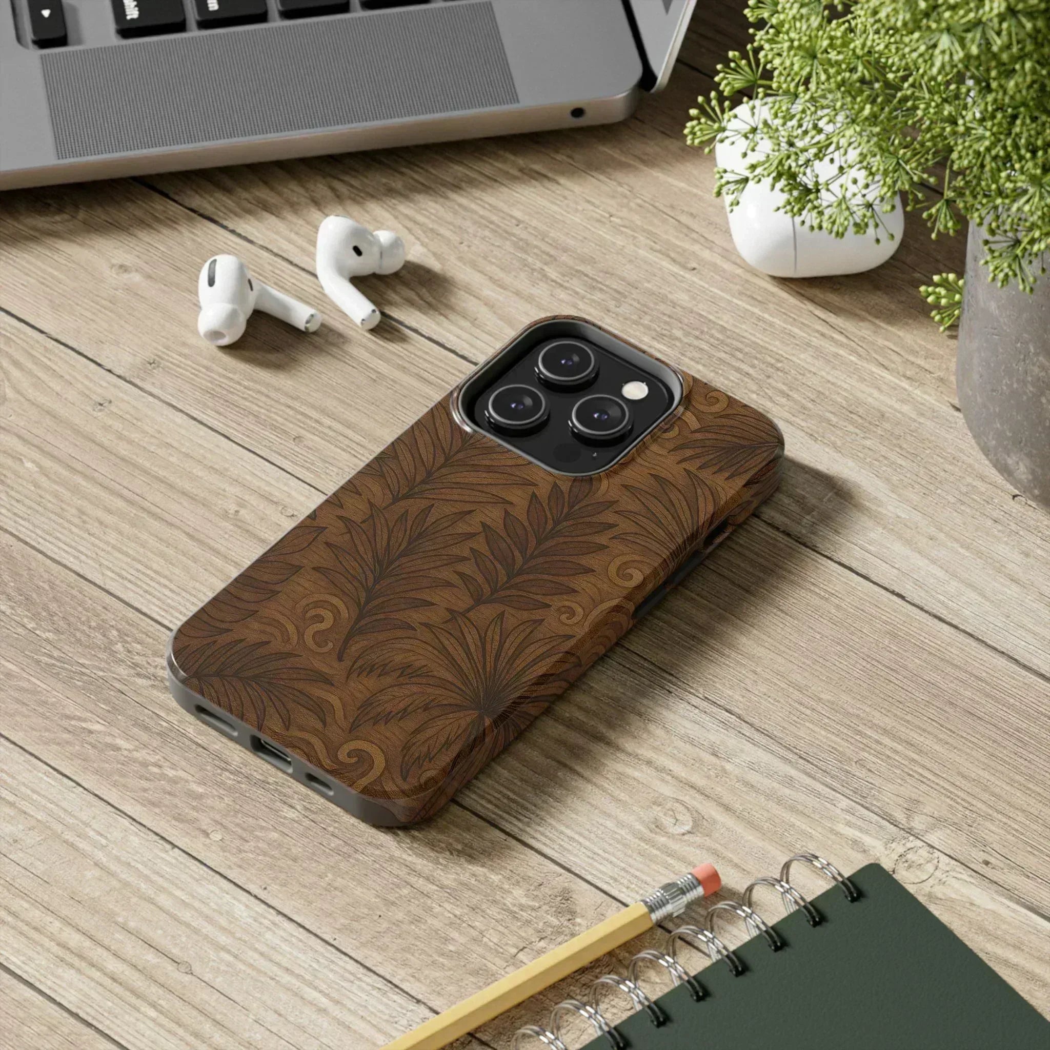 Wood Leaf Armor Phone Case for iPhone and Galaxy - KARARMDESIGN