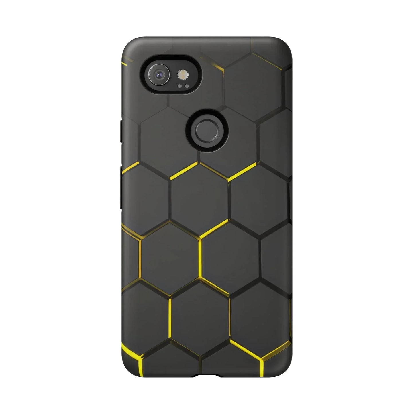 Black and Yellow Hexagon Geometric Tough Phone Case for Galaxy and Pixel - KarArmDesign