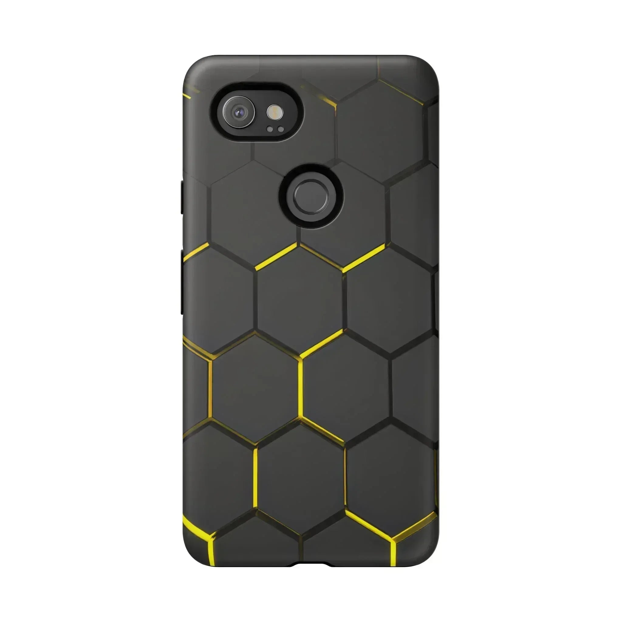 Black and Yellow Hexagon Geometric Tough Phone Case for Galaxy and Pixel - KARARMDESIGN