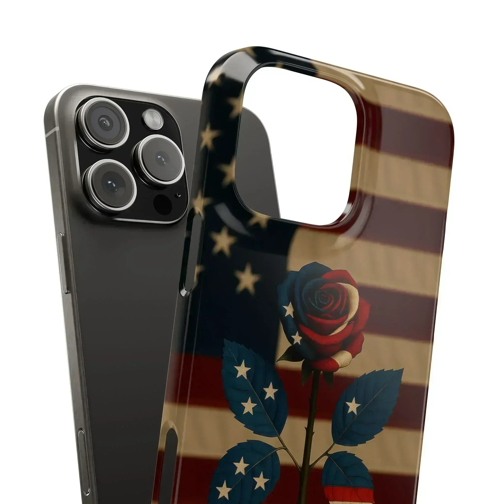 American Rose Flag Phone Case for iPhone 8-16 and Galaxy S10-S24 - KARARMDESIGN