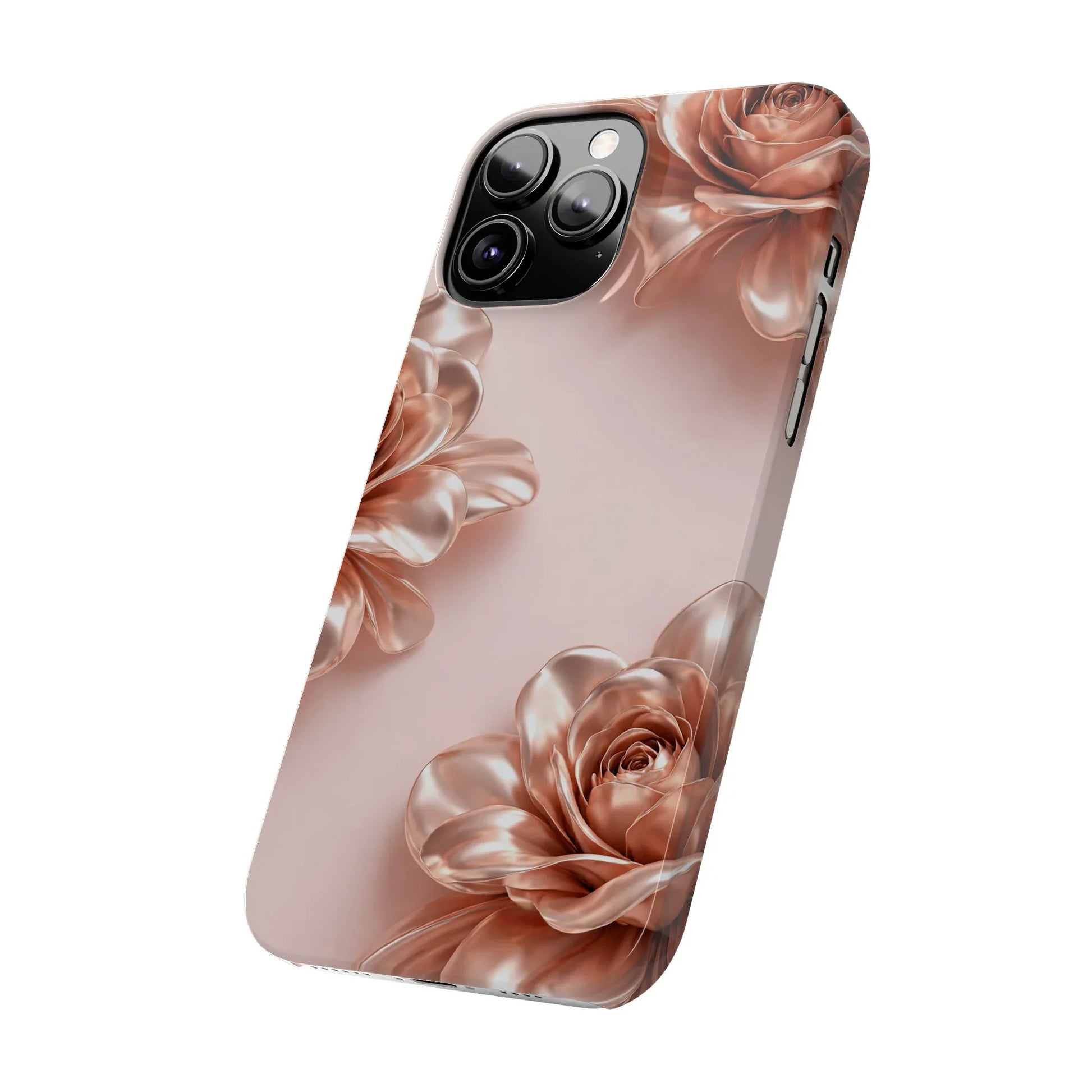 Blush Metallic Flower Case for iPhone 11-17 - KARARMDESIGN