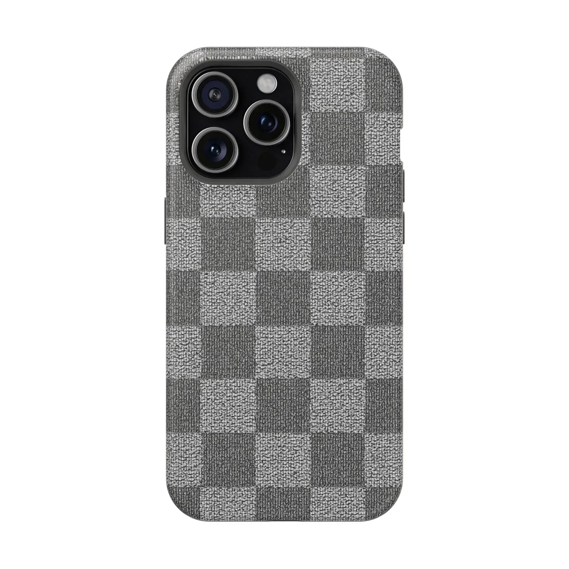Gray Checkered Phone Case for iPhone 12-16 and Galaxy S21-S22 - KARARMDESIGN