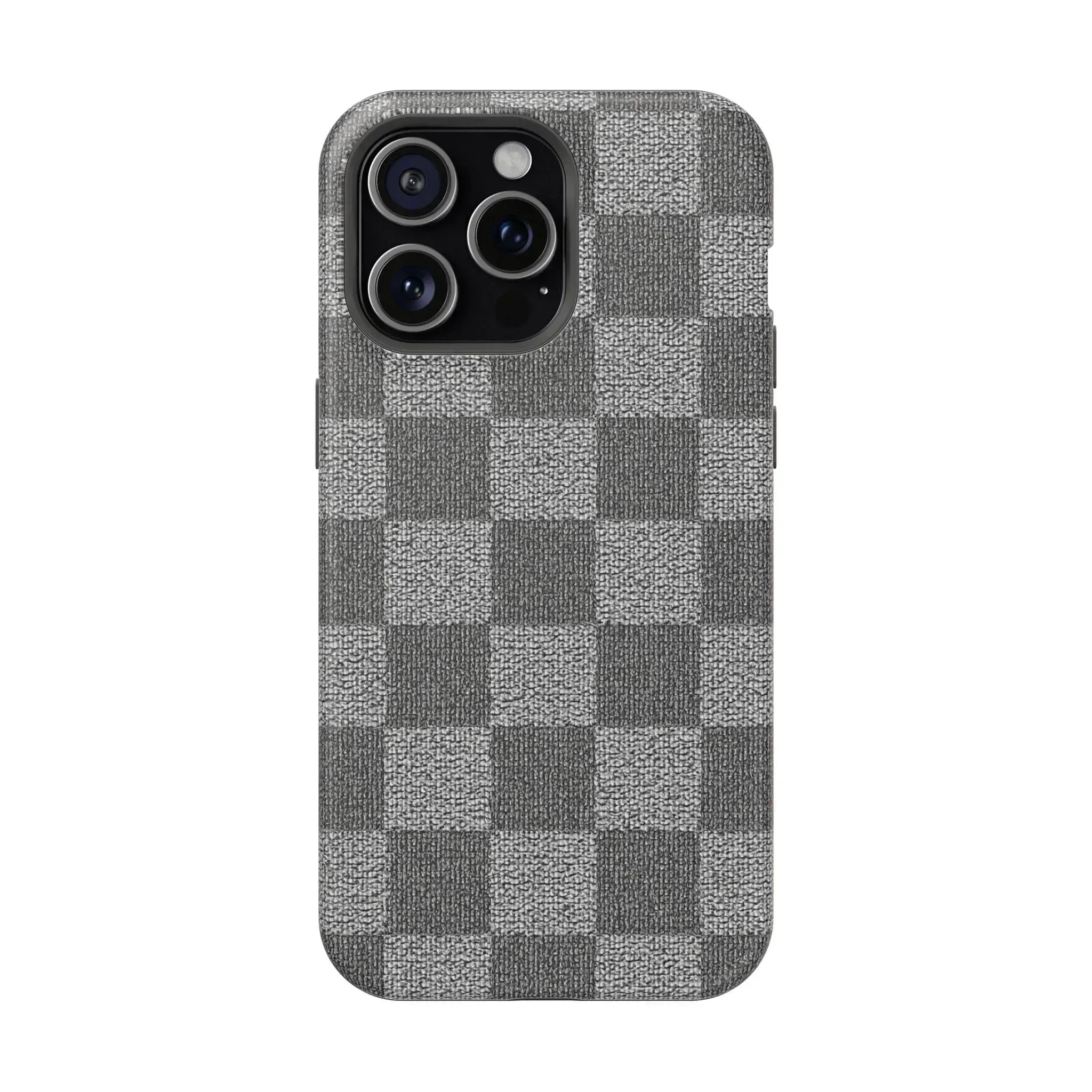 Gray Checkered Phone Case for iPhone 12-16 and Galaxy S21-S22 - KARARMDESIGN