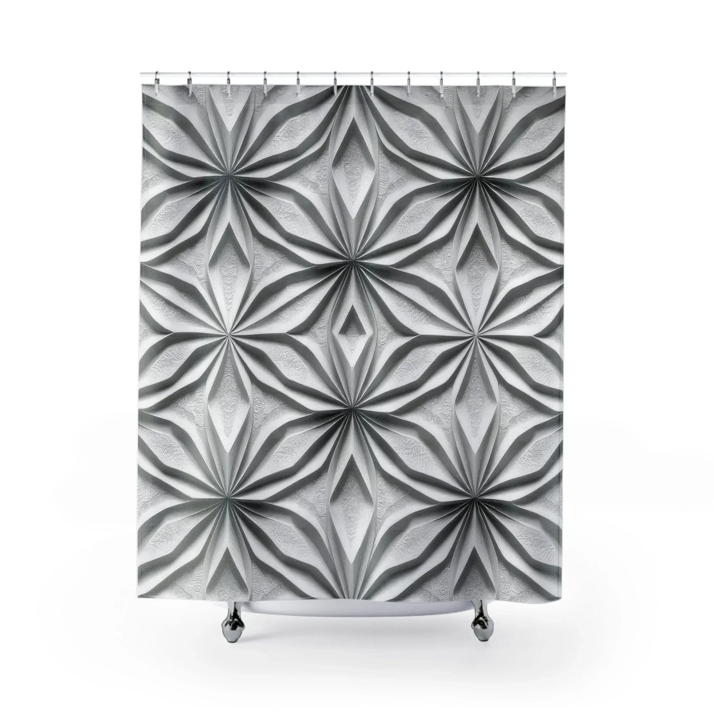 Modern Geometric Patterned Shower Curtain – Stylish Bathroom Decor - KarArmDesign