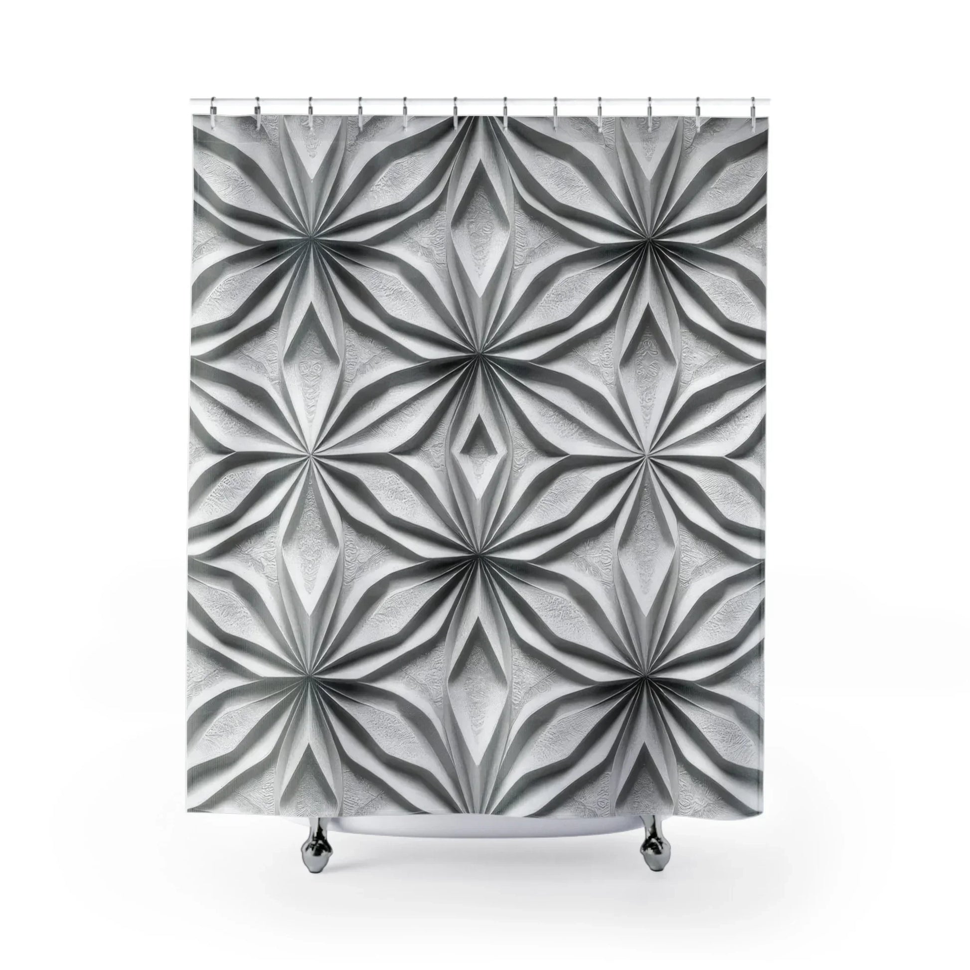 Modern Geometric Patterned Shower Curtain – Stylish Bathroom Decor - KarArmDesign