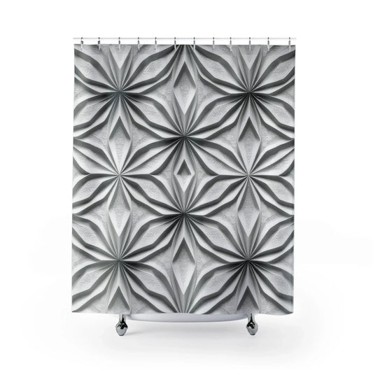 Modern Geometric Patterned Shower Curtain – Stylish Bathroom Decor - KarArmDesign