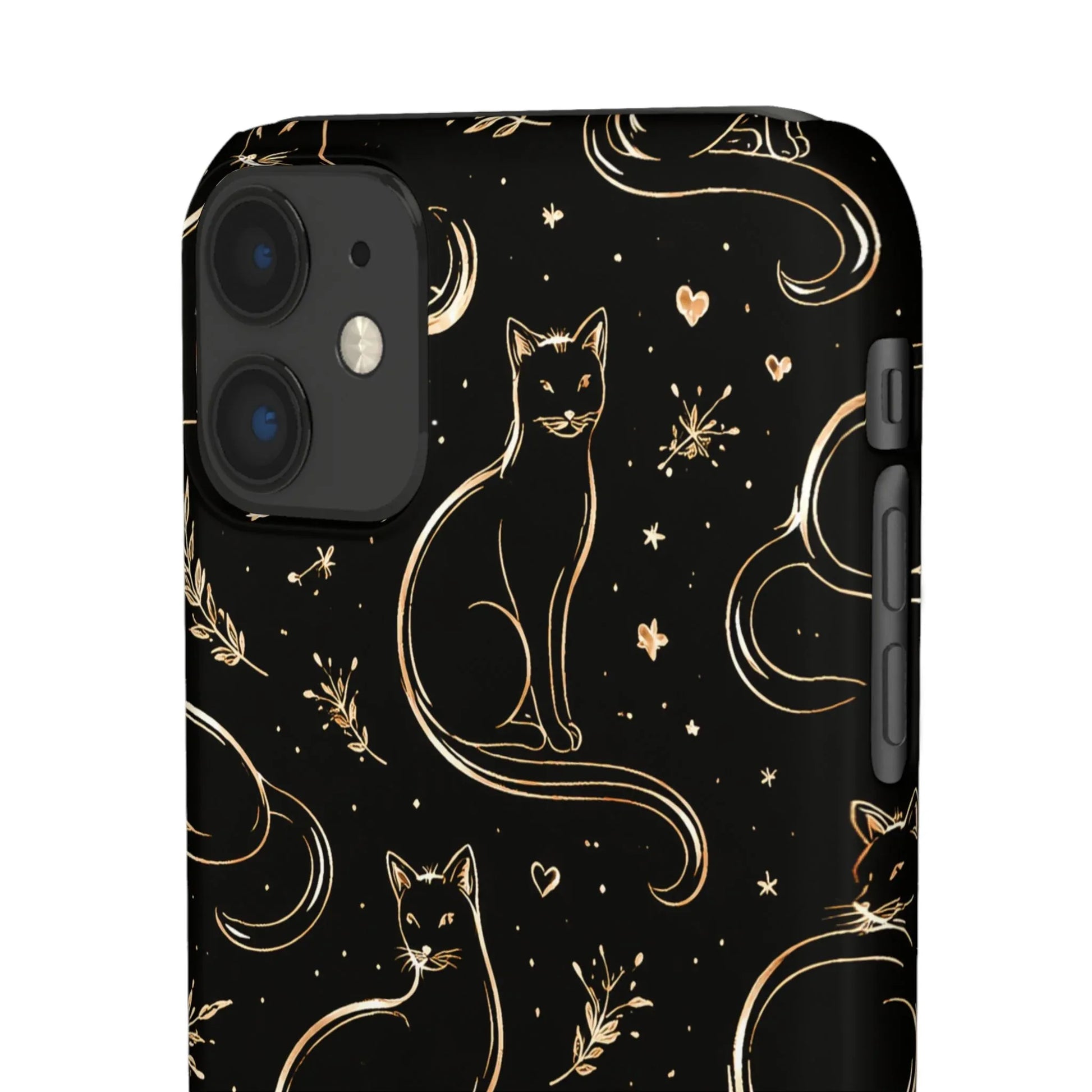 Golden Cat Pattern Phone Case for iPhone 11–17 & Galaxy S21–S25 - KARARMDESIGN