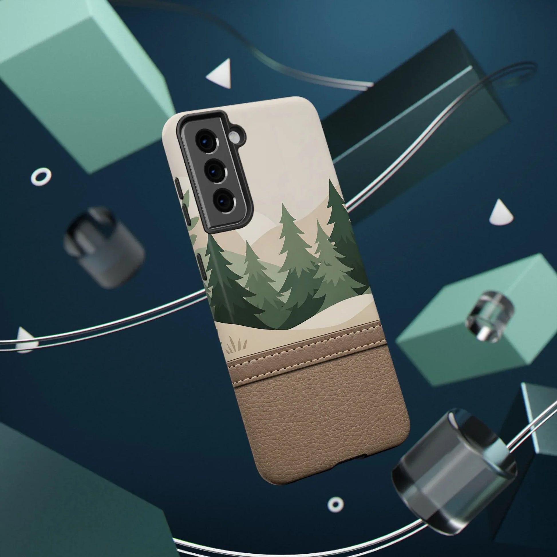 Forest Leather Phone Case for iPhone 11-17 and Galaxy S21-S25 - KARARMDESIGN