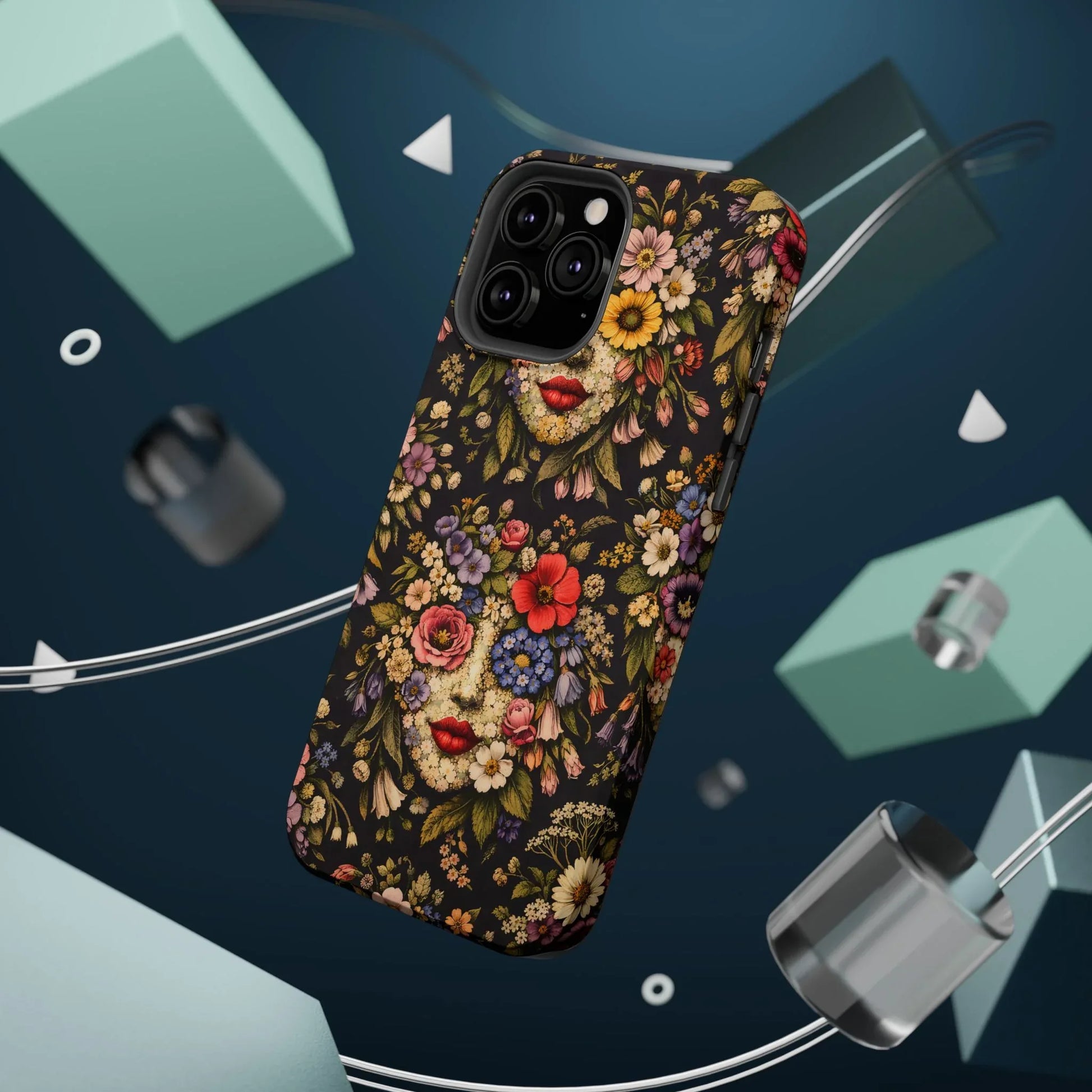 Vintage Flower Face Phone Case for iPhone 13-17 - KARARMDESIGN