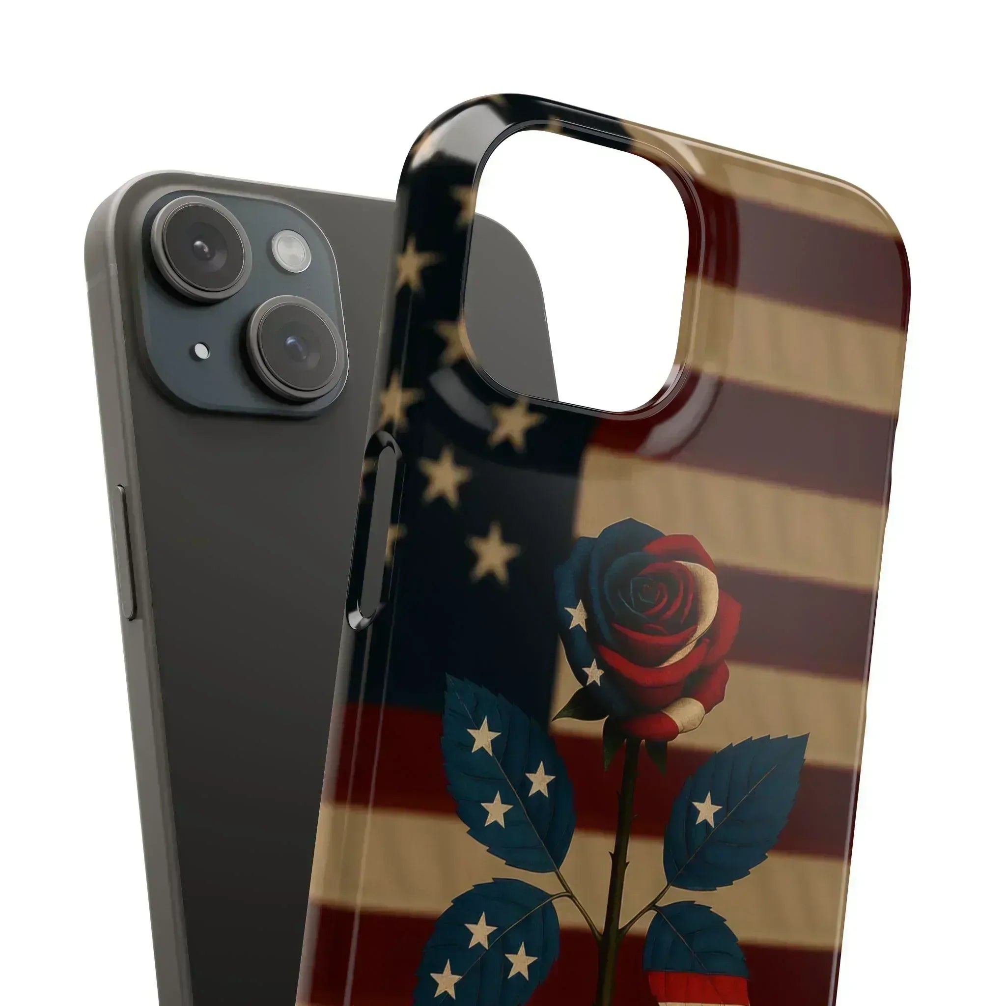 American Rose Flag Phone Case for iPhone 8-16 and Galaxy S10-S24 - KARARMDESIGN