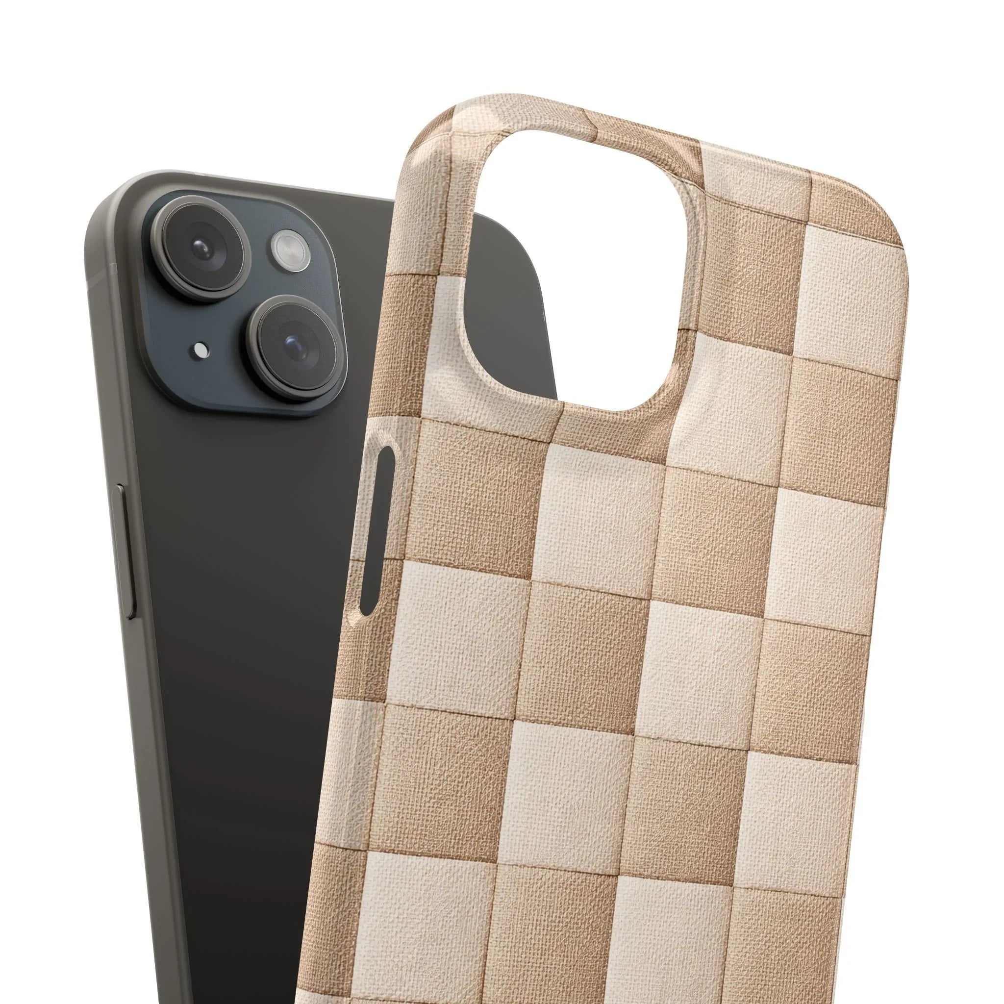 Beige Woven Phone Case for iPhone 11-17 and Galaxy S20-S25 - KARARMDESIGN