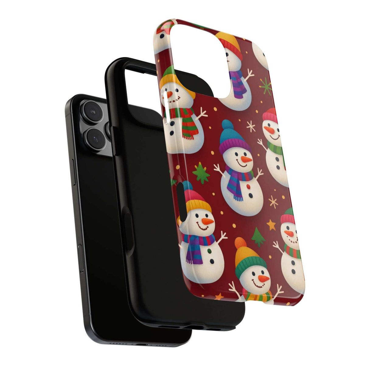 Glossy snowman parade phone case with raised camera protection and side button access