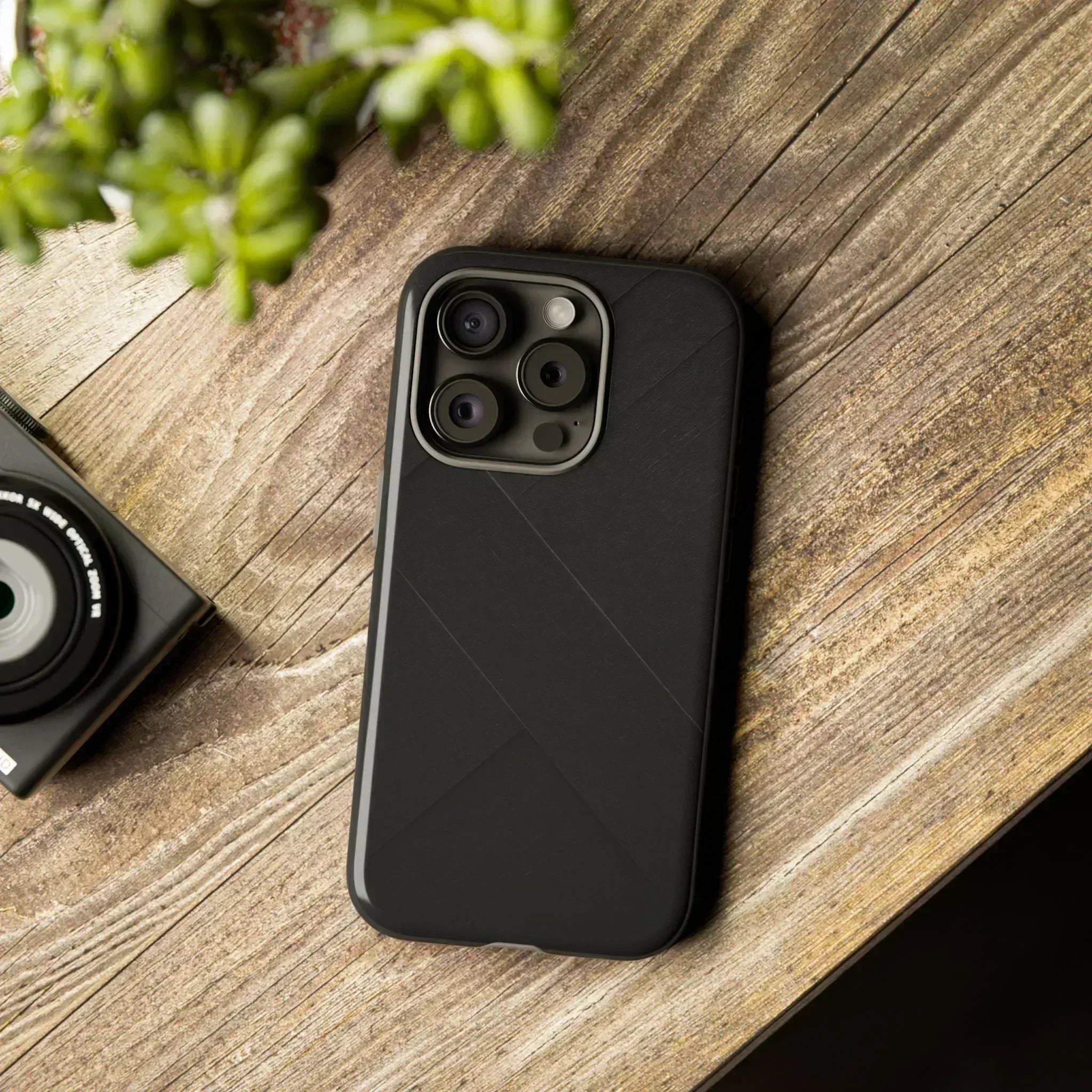 Matte Black Diagonal Line Phone Case for iPhone 8-16 and Galaxy S10-S25 - KARARMDESIGN
