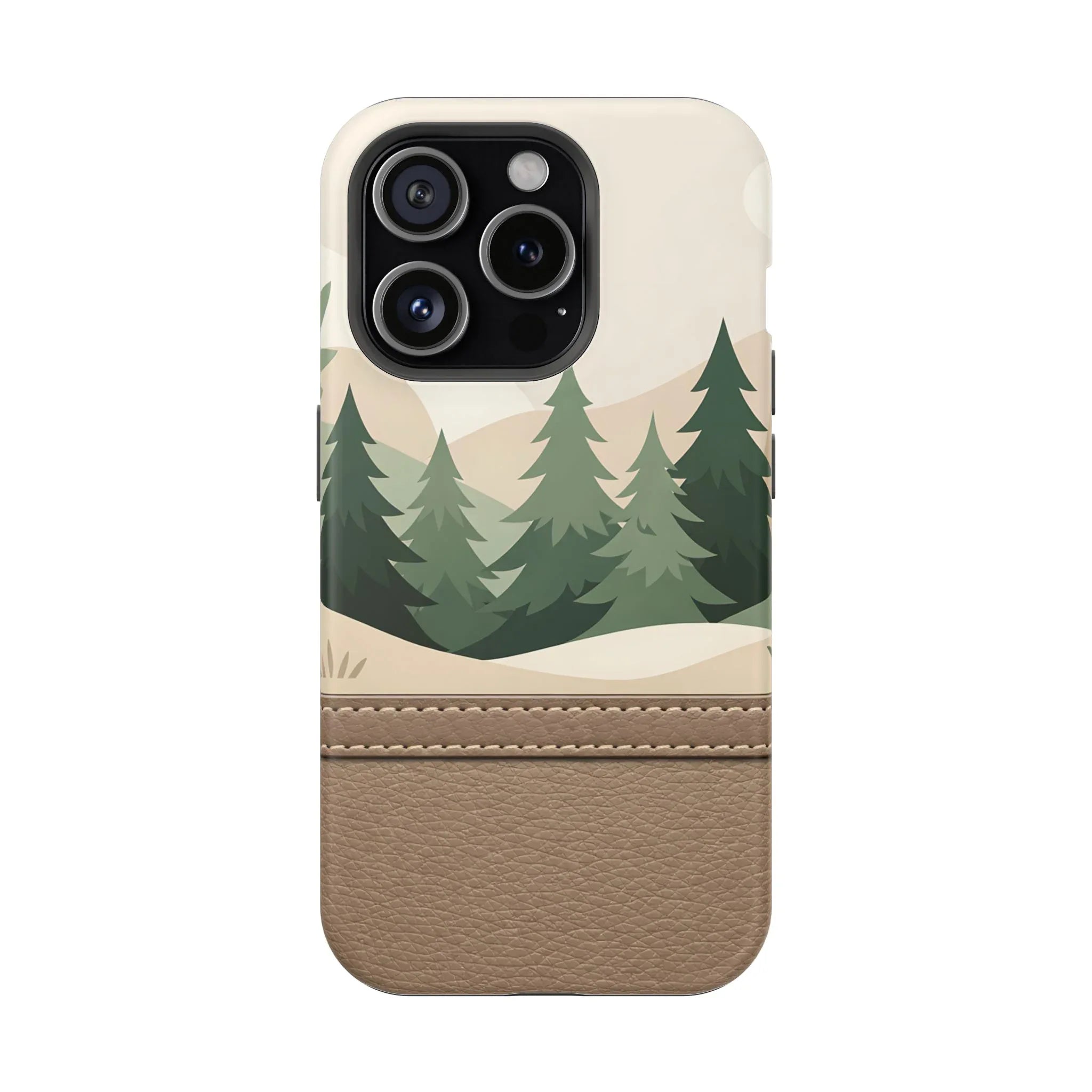 Forest Leather Phone Case for iPhone 11-17 and Galaxy S21-S25 - KARARMDESIGN