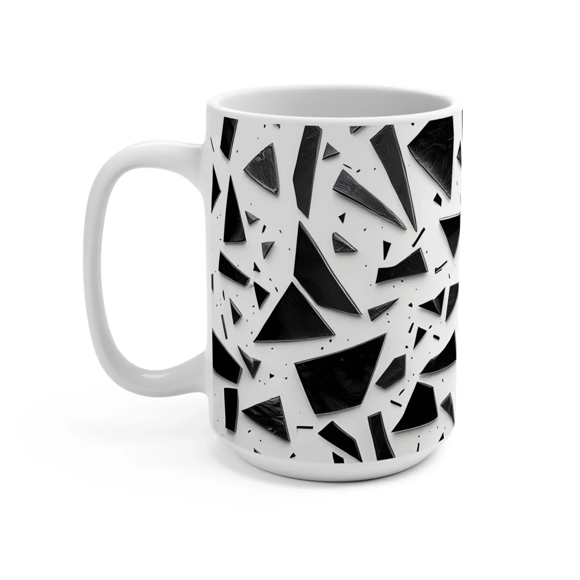 Monochrome Geometry – Minimalist Abstract Pattern Mug – 15oz - KarArmDesign
