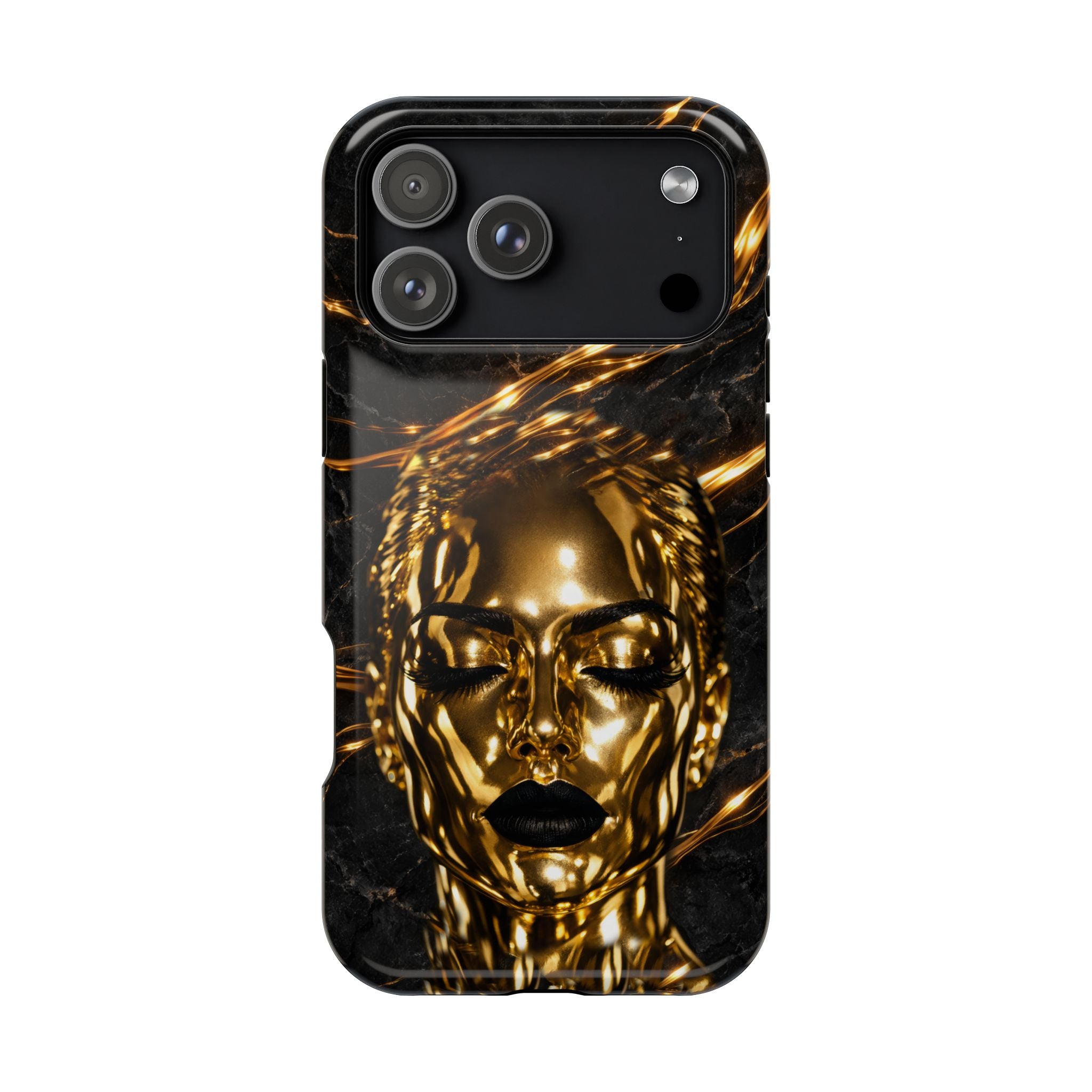 Luxury Gold Portrait Phone Case for iPhone 11-17 and Galaxy S21-S26
