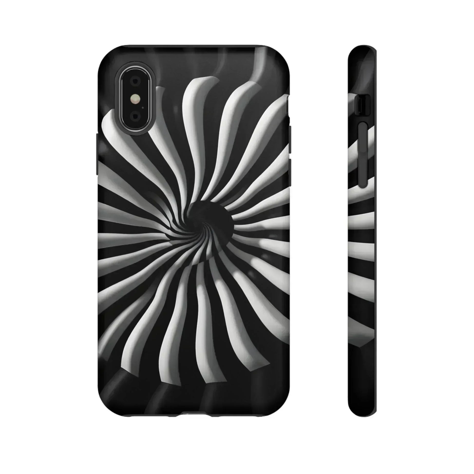 Hypnotic Black and White Spiral Phone Case for iPhone & Galaxy - KARARMDESIGN