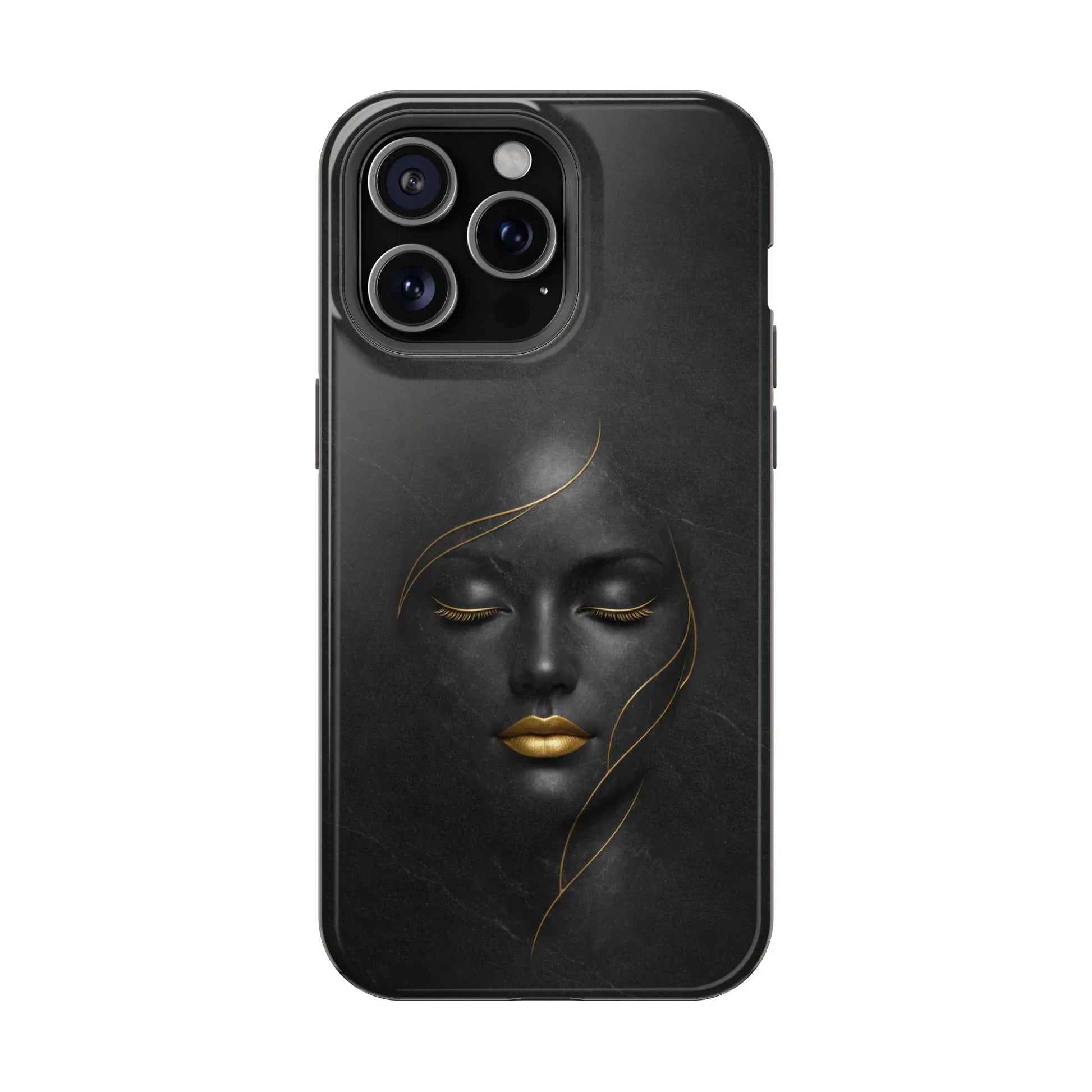 Black Gold Face Phone Case for iPhone 13-17 - KARARMDESIGN
