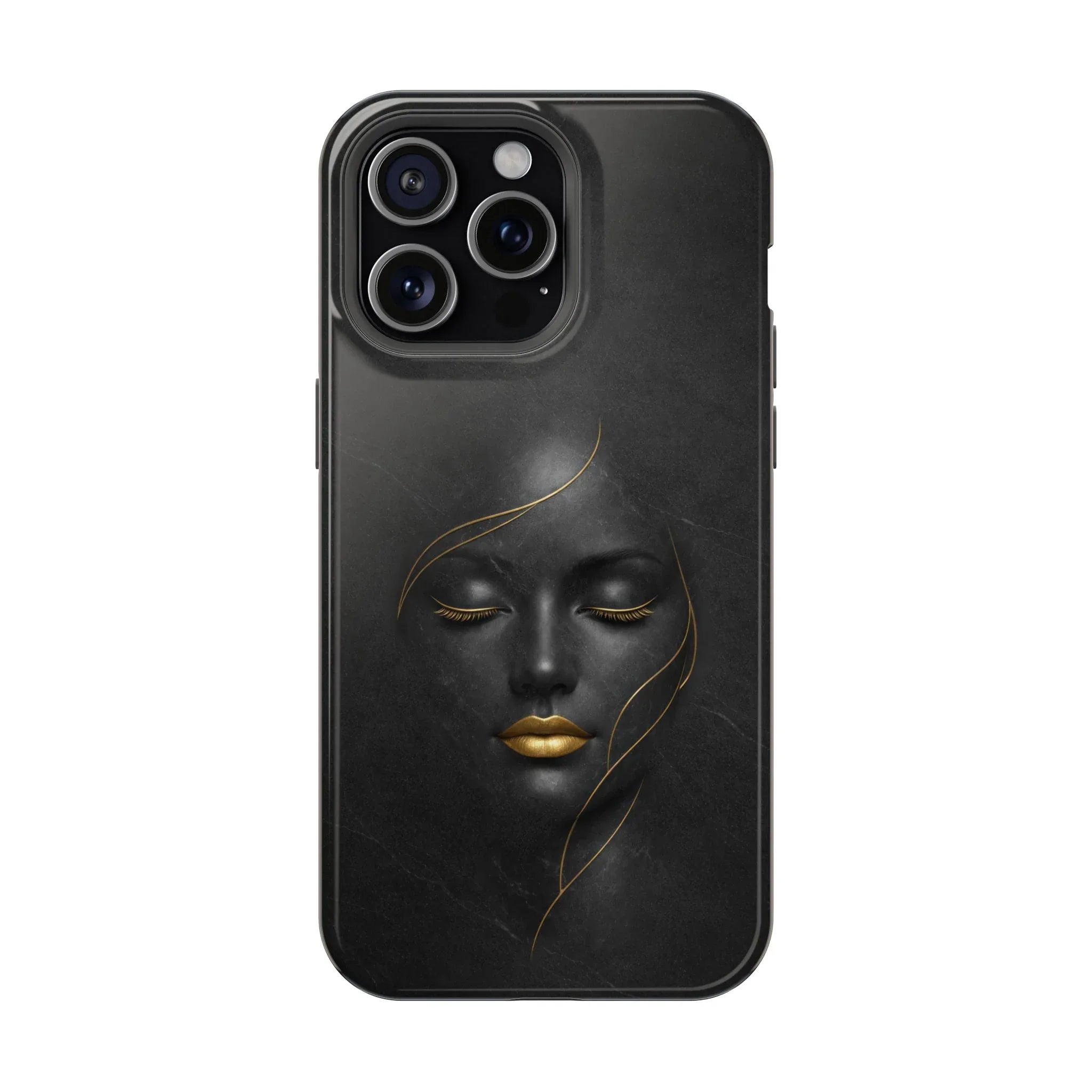 Black Gold Face Phone Case for iPhone 13-17 - KARARMDESIGN