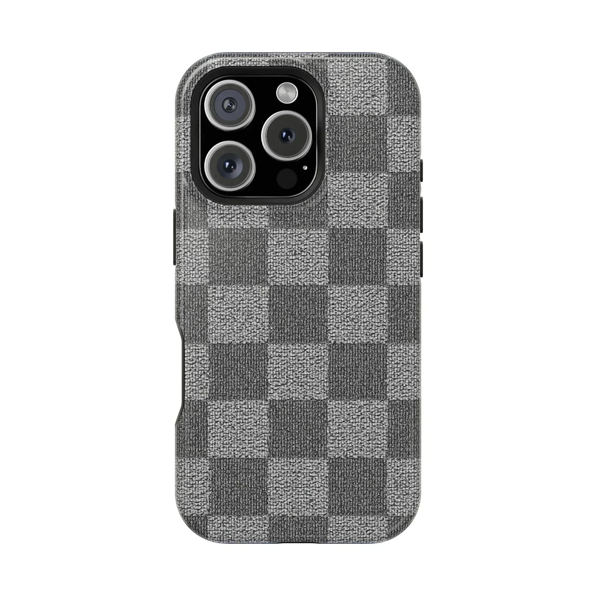 Gray Checkered Phone Case for iPhone 12-16 and Galaxy S21-S22 - KARARMDESIGN