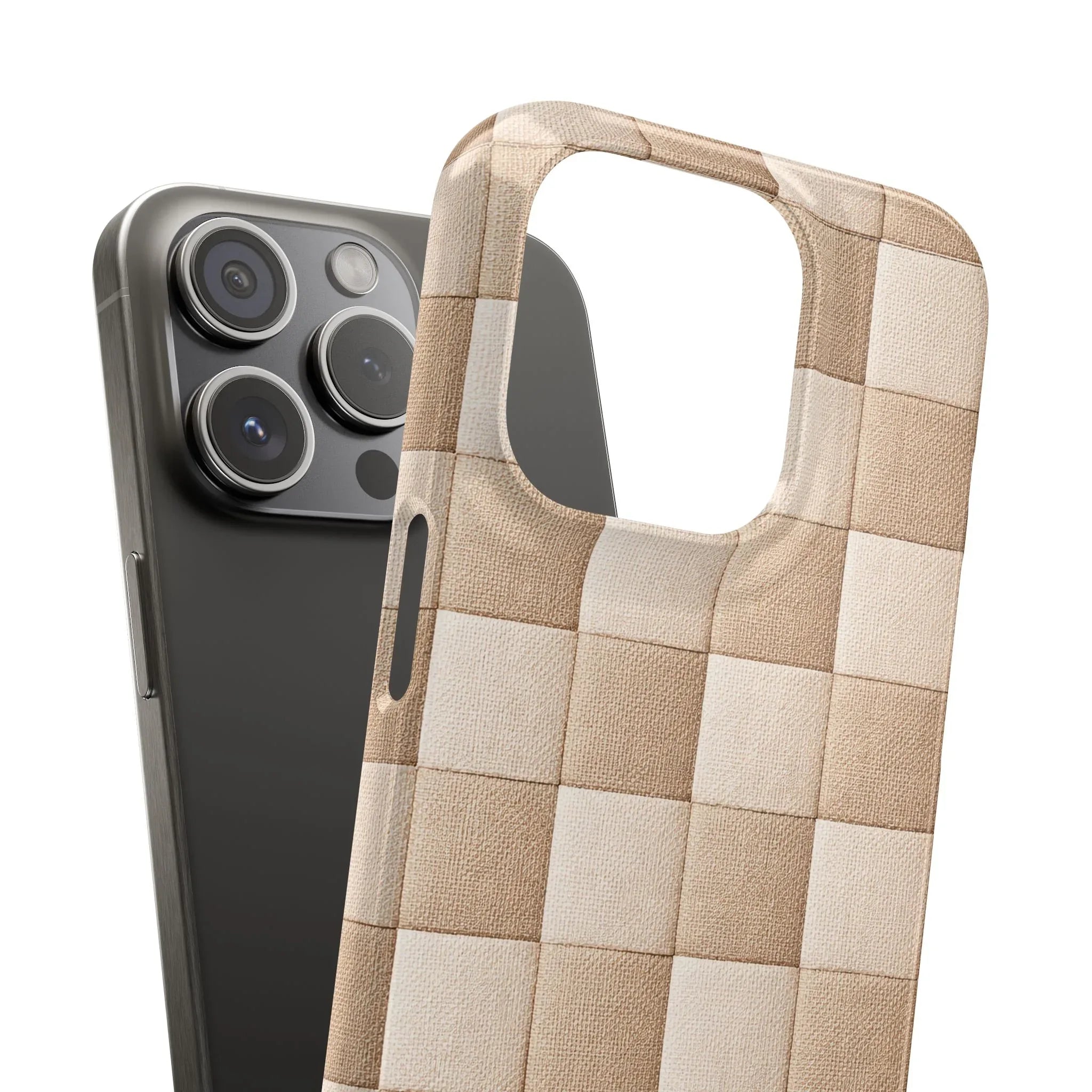 Beige Woven Phone Case for iPhone 11-17 and Galaxy S20-S25 - KARARMDESIGN