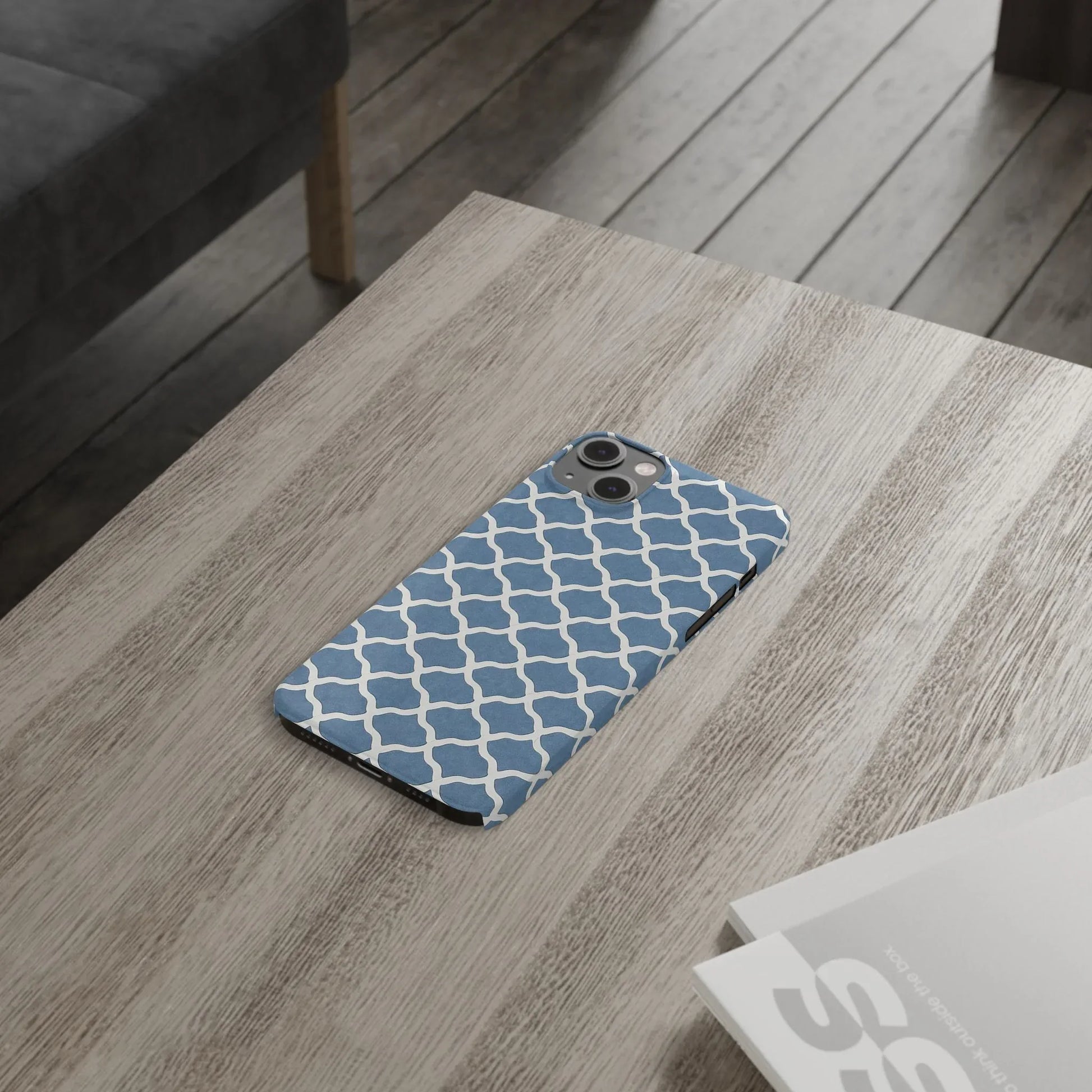 Azure Lattice Pattern Phone Case Slim Phone Cases for iPhone 11-17 - KARARMDESIGN