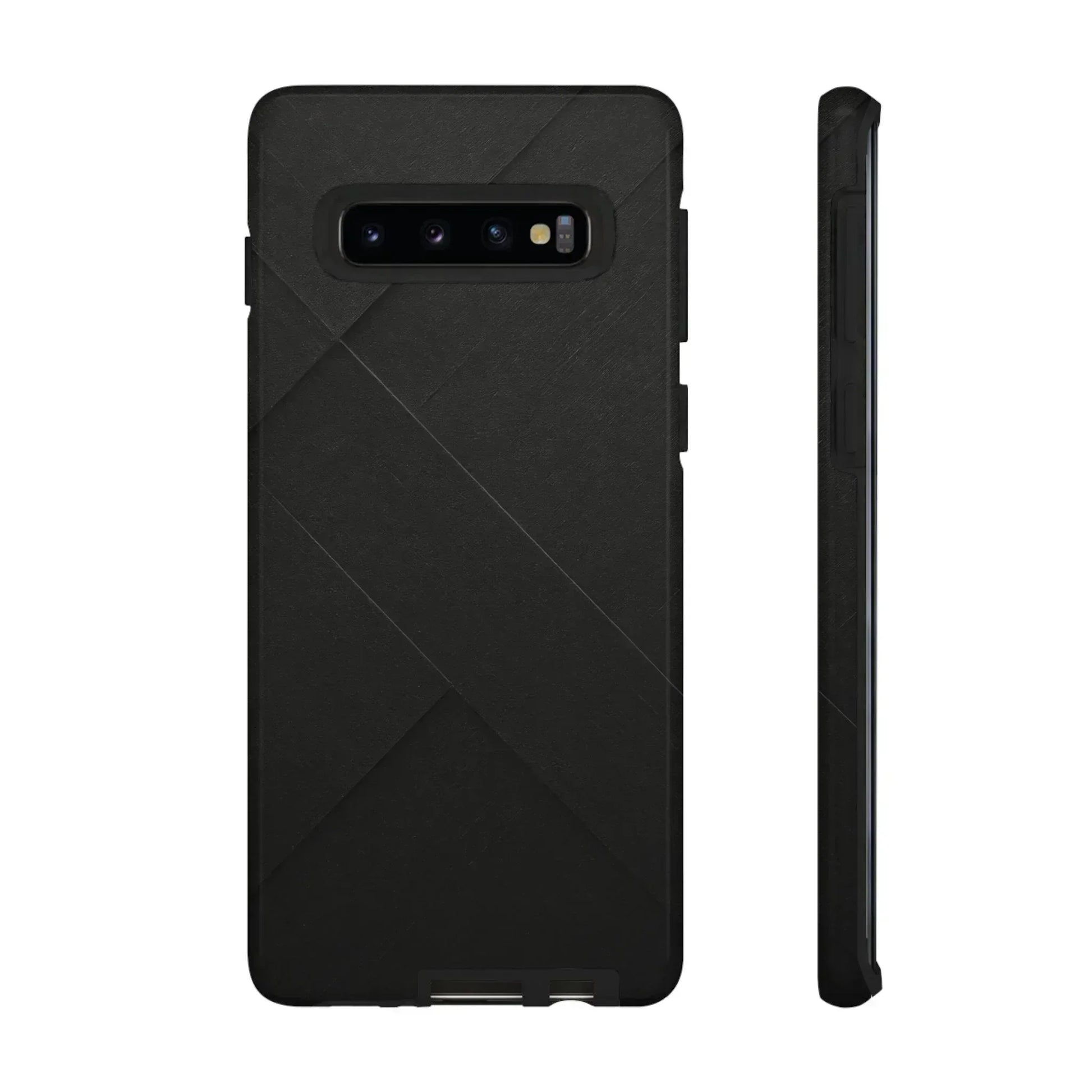 Matte Black Diagonal Line Phone Case for iPhone 8-16 and Galaxy S10-S25 - KARARMDESIGN